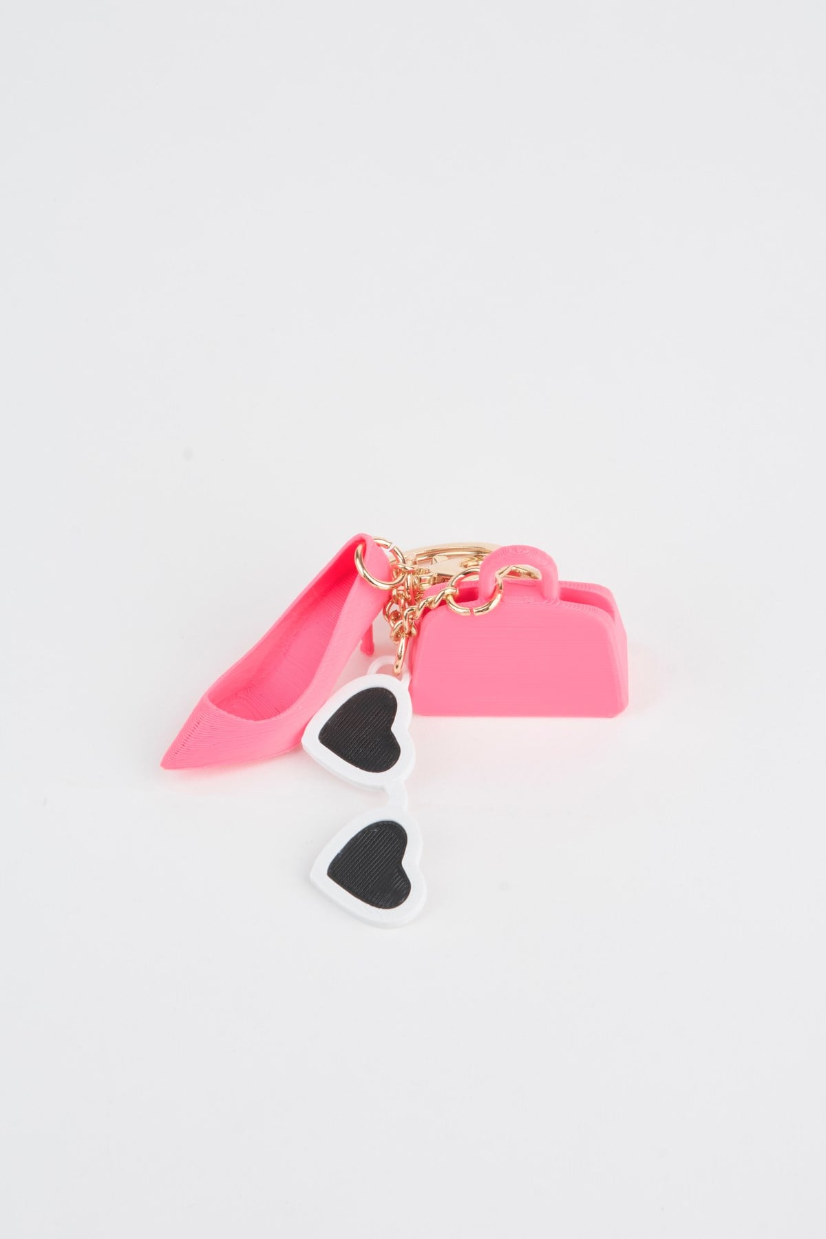 Pembe Mini Figürlü 3D Baskı Charm Çanta Aksesuarı Anahtarlık