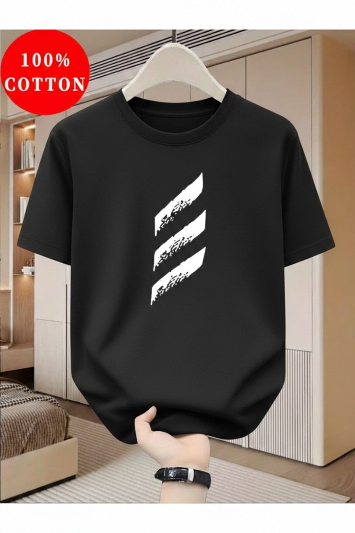 3 Adet Yatay Çizgi Tasarım Basic Regular T-shirt %100 Pamuk