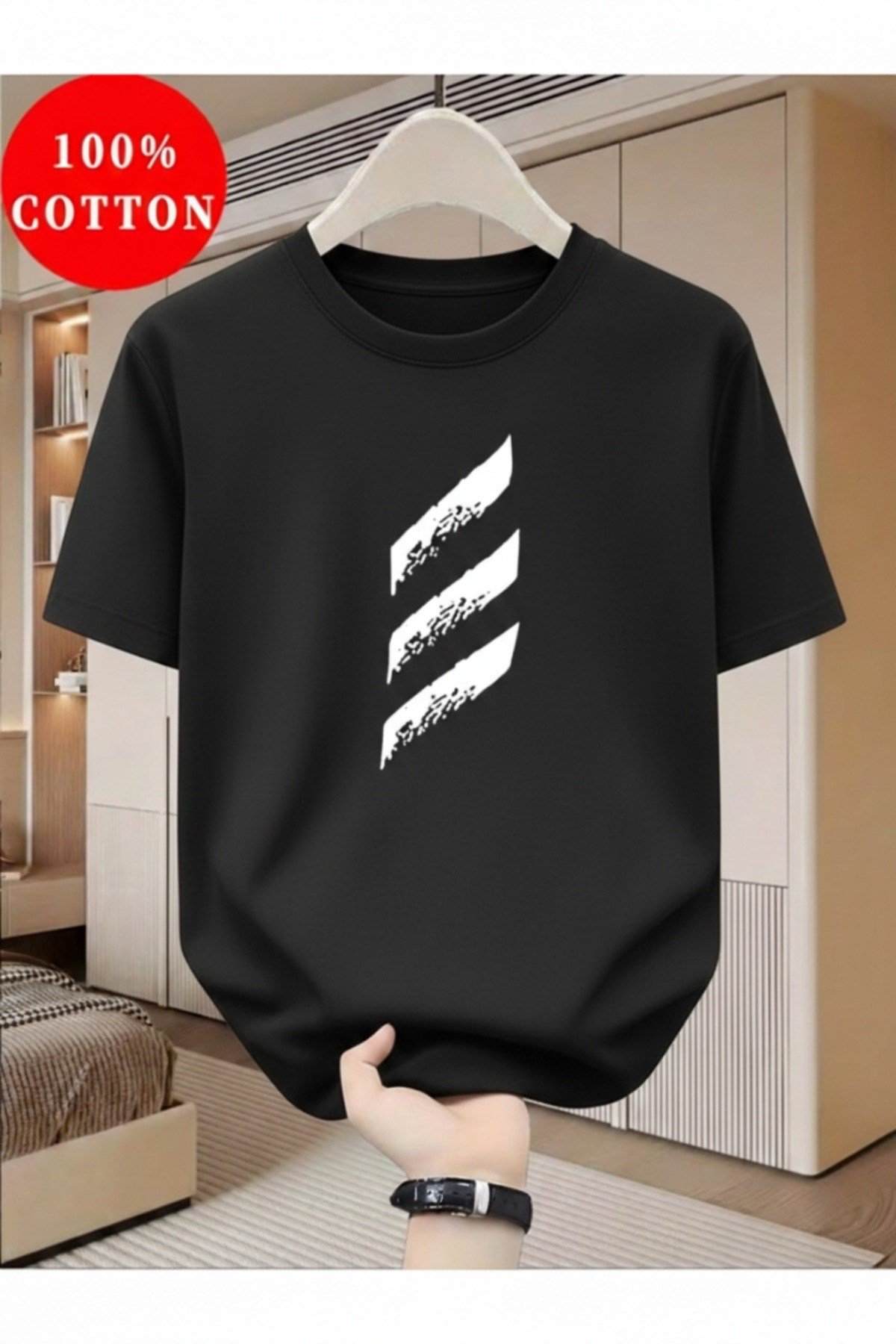 3 Adet Yatay Çizgi Tasarım Basic Regular T-shirt %100 Pamuk