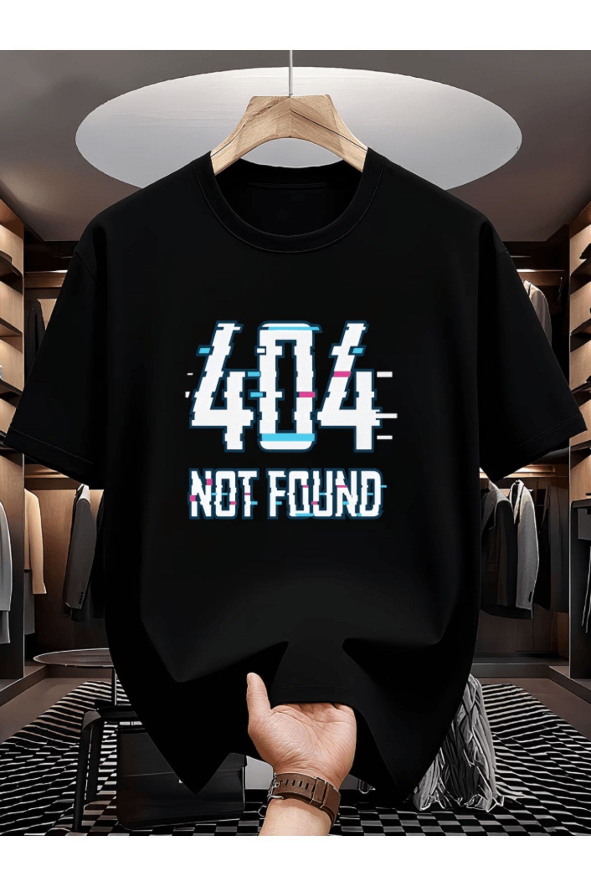404 Not Found Bulunamadı Baskılı Premium Oversize T-shirt