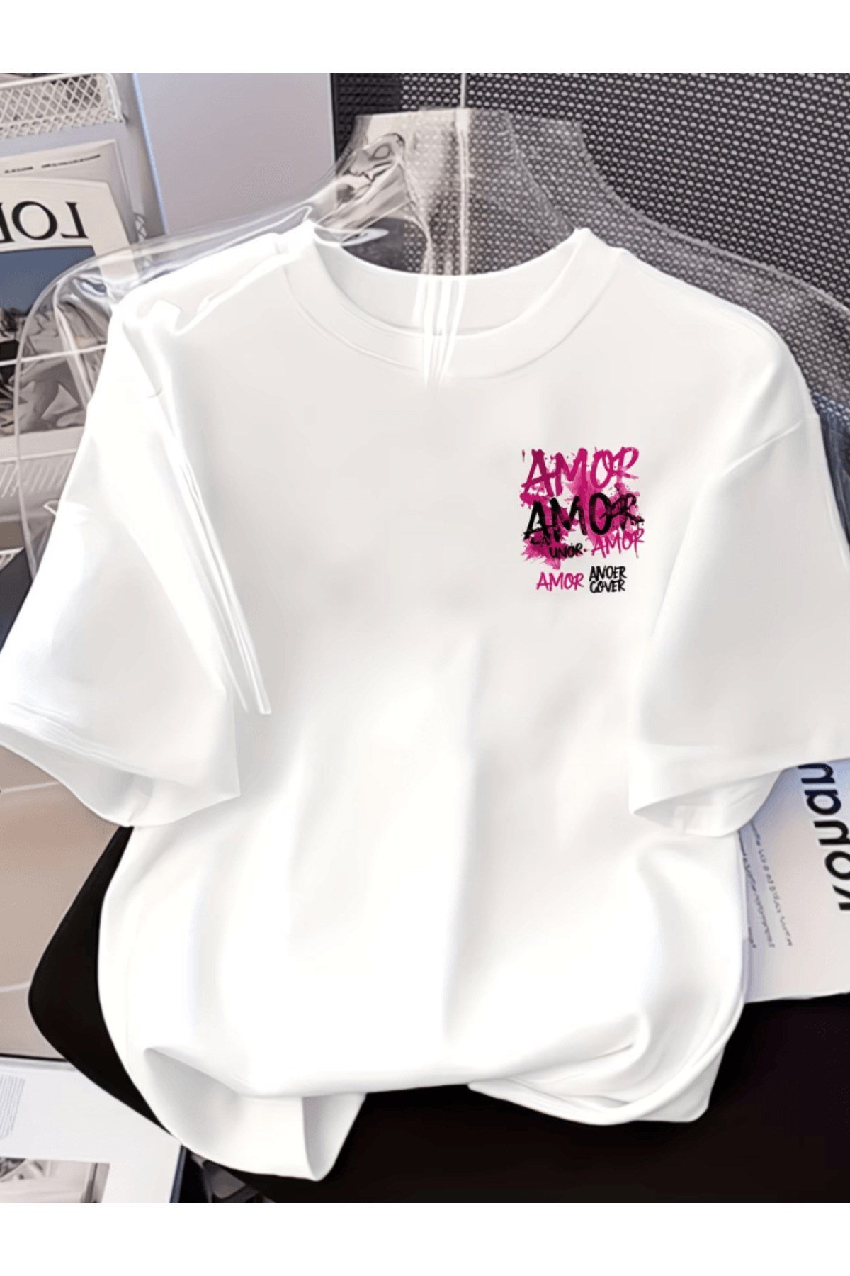 Amor Baskılı Premium Oversize T-shirt