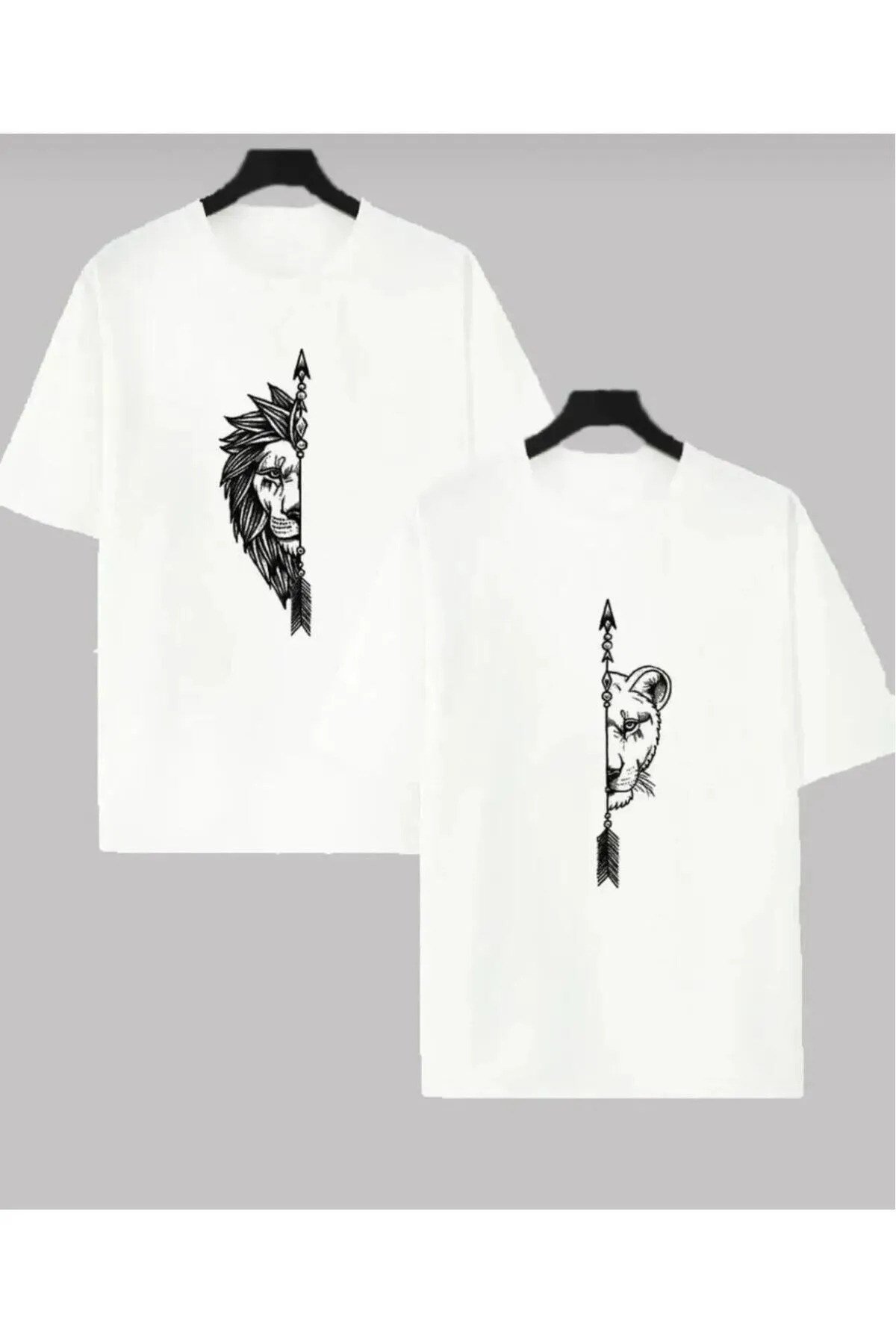 Aslan Baskılı OVERSİZE Sevgili Çift Kombini T-Shirt ( İSTENİLEN BEDENİ SORU CEVAPTAN BELİRTİNİZ)