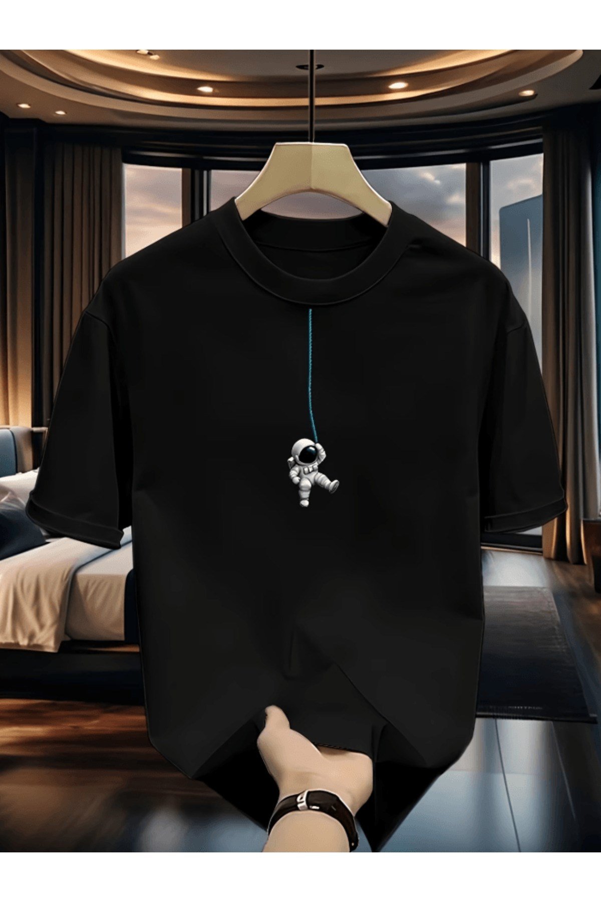 Astronot Baskılı Premium Oversize T-shirt