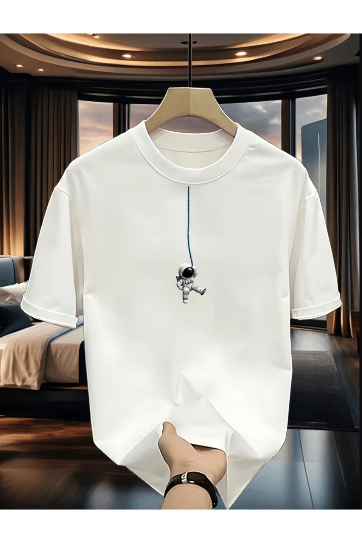Astronot Baskılı Premium Oversize T-shirt