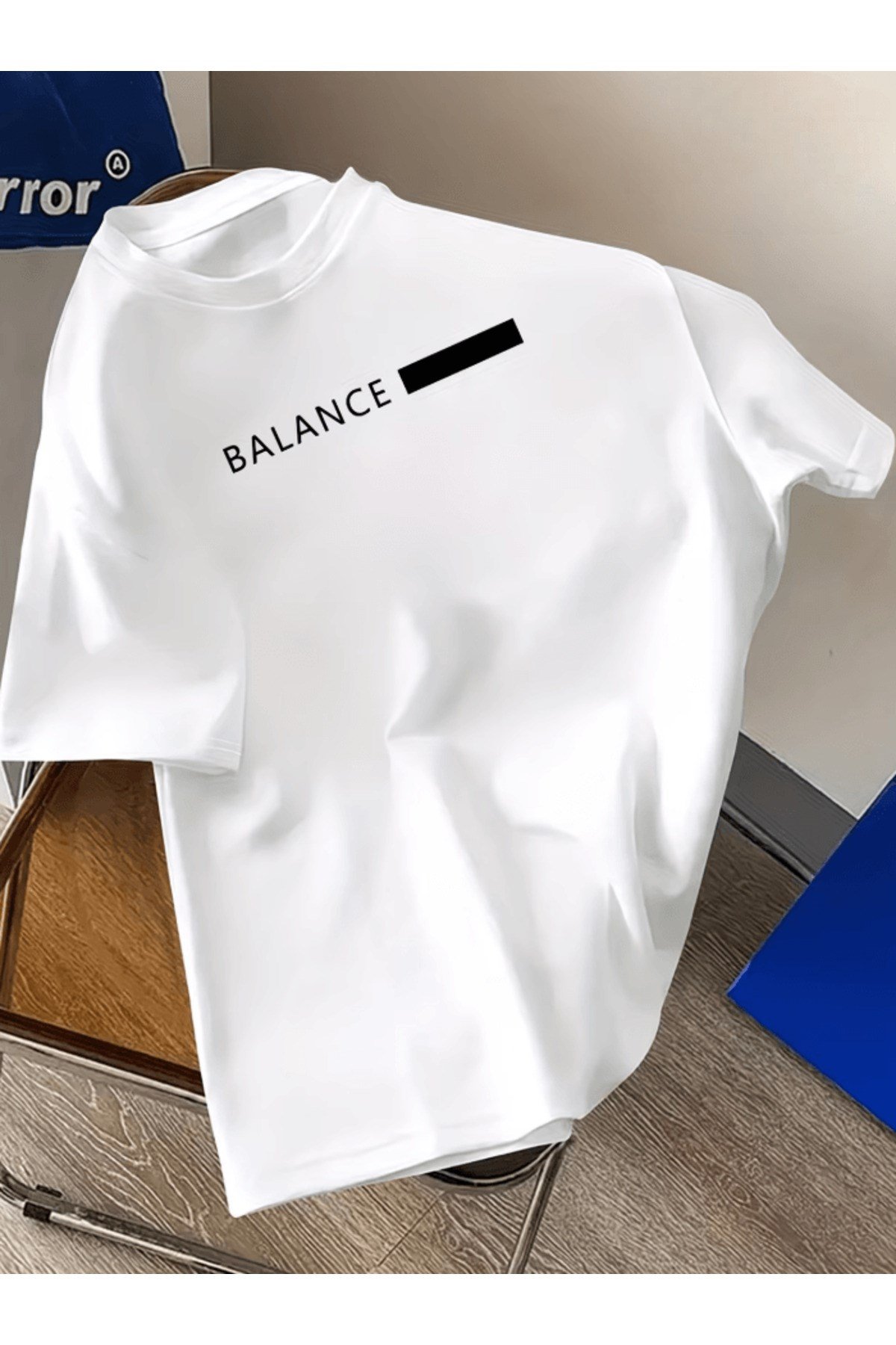 Balance Yatay Tasarım Baskılı Premium Oversize T-shirt