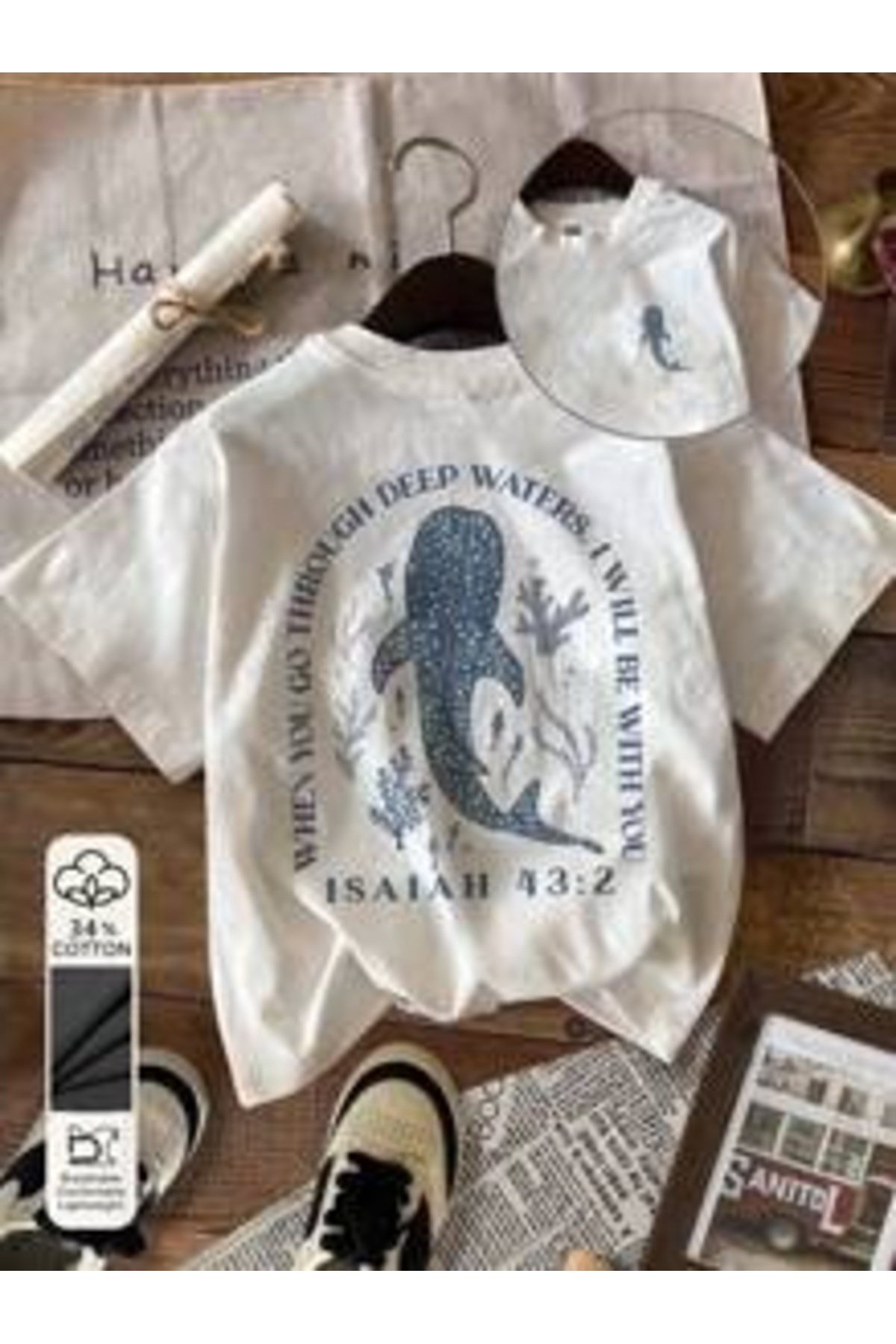 Balina Baskılı Premium Oversize T-shirt