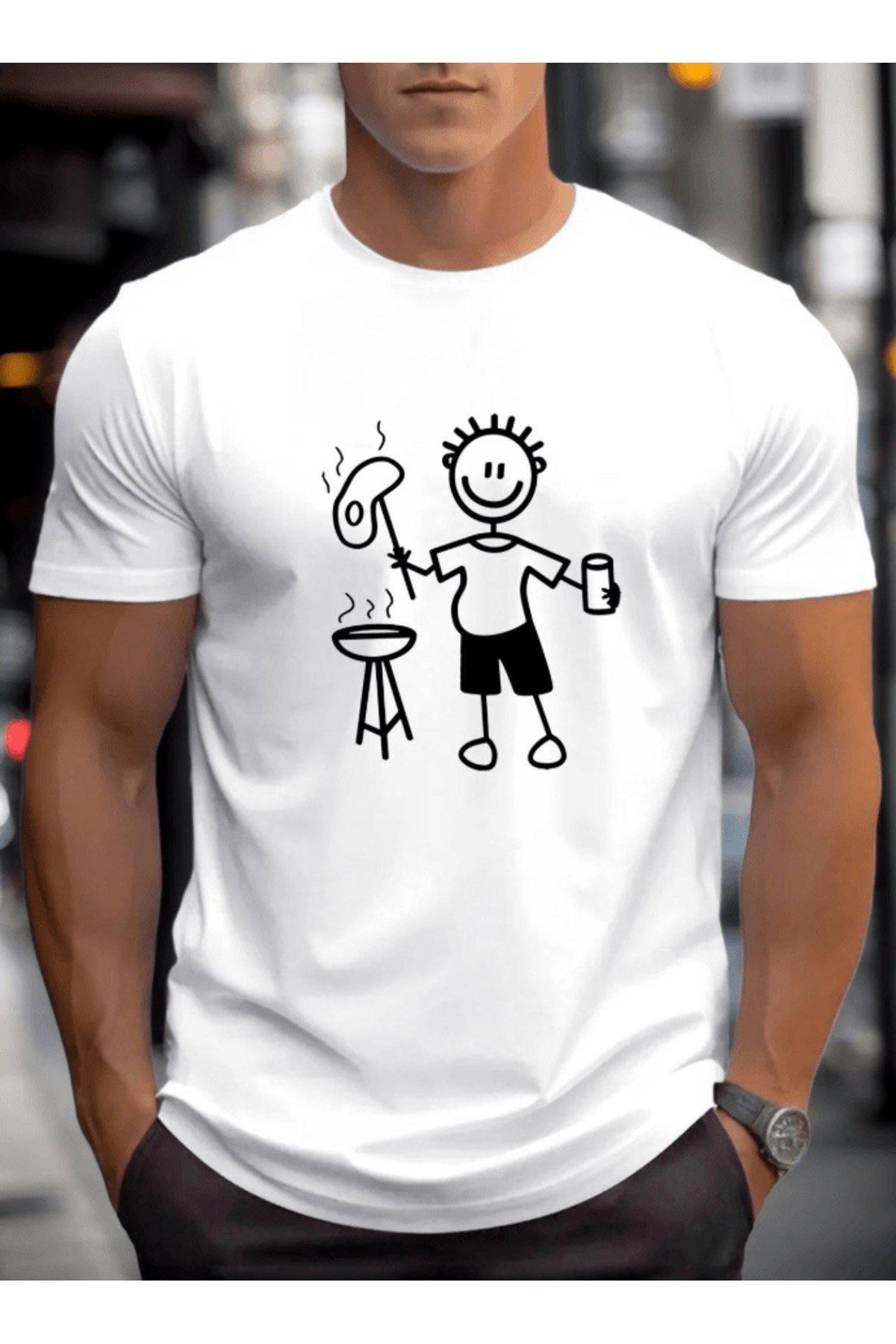 Barbekü Tasarım Baskılı Premium Oversize T-shirt