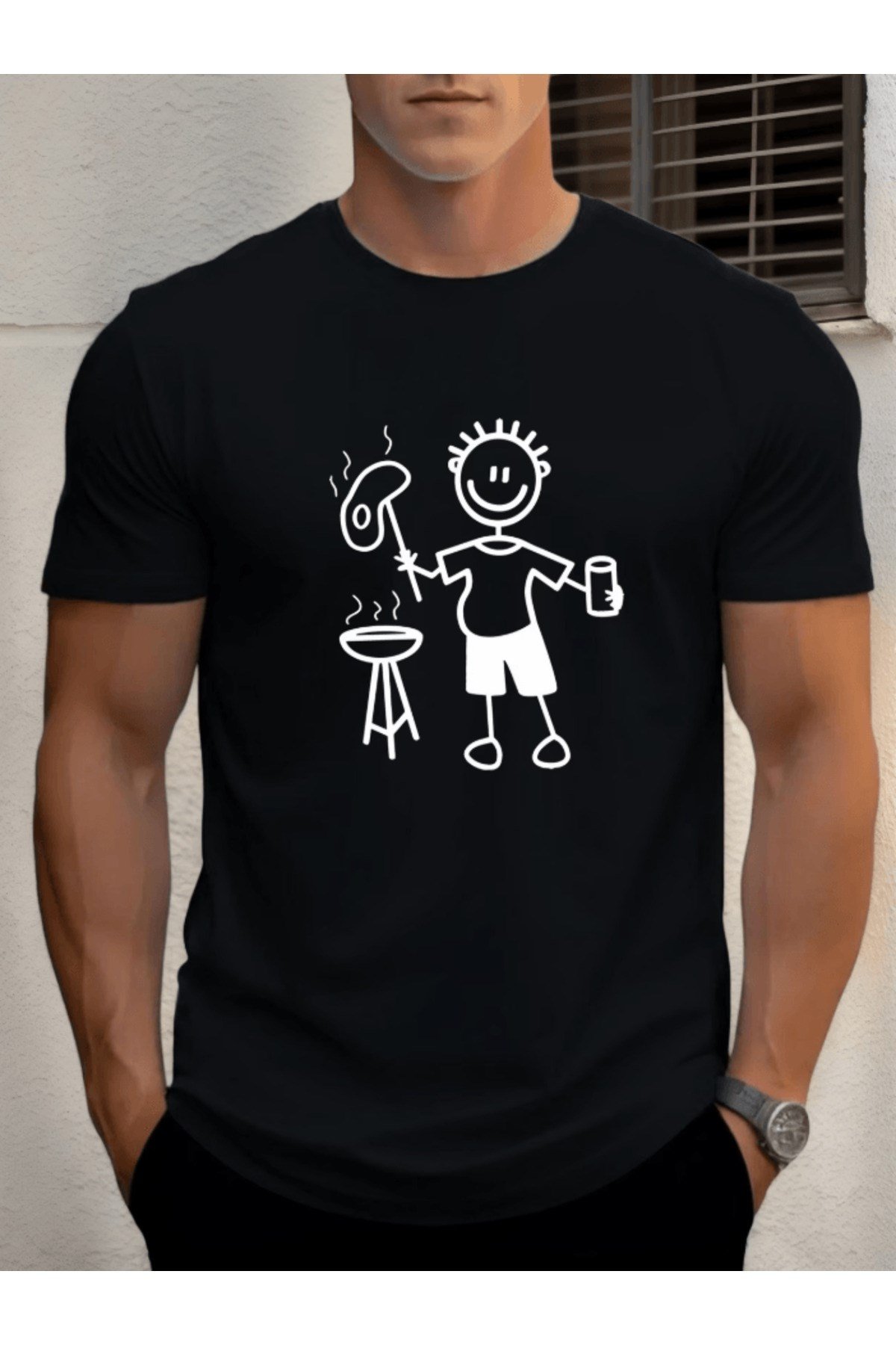 Barbekü Tasarım Baskılı Premium Oversize T-shirt
