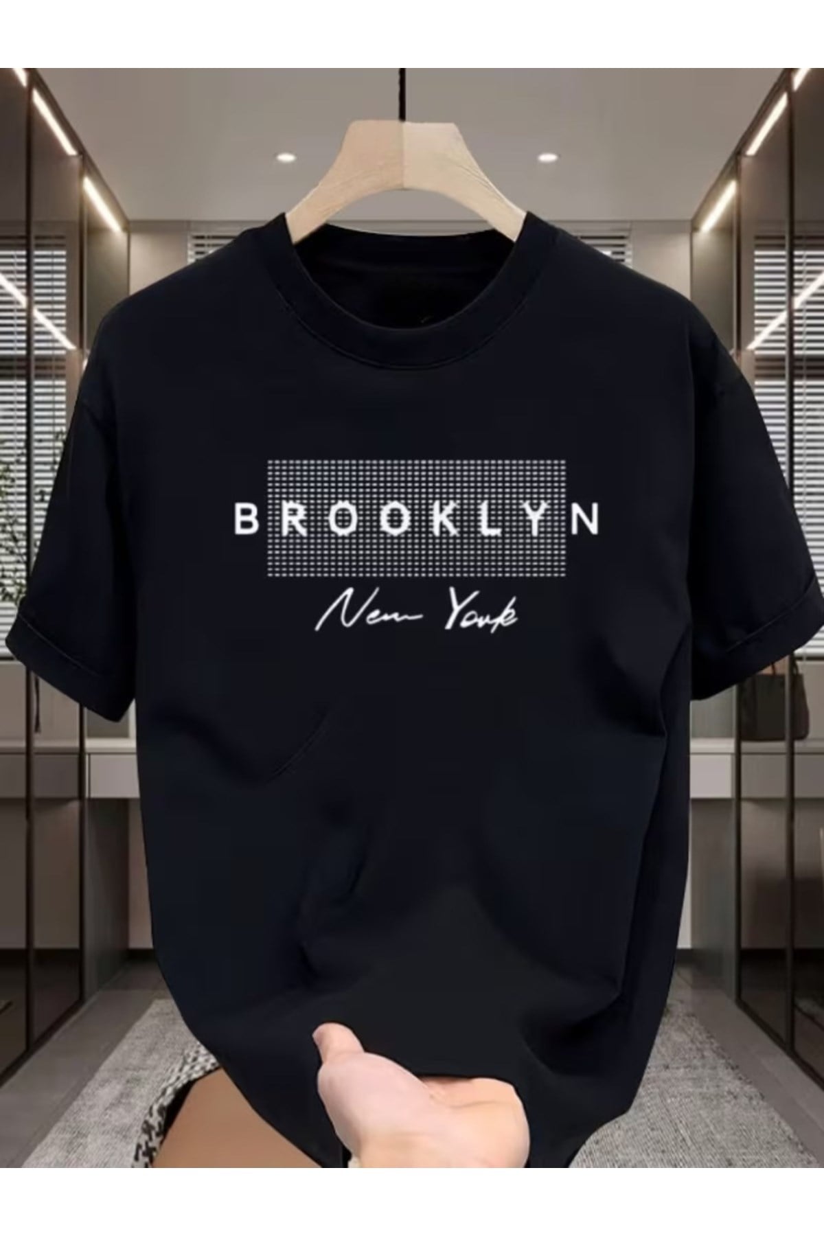 Bay/ Brooklyn New York Tasarım Basic Bisiklet Yaka Regular T-shirt