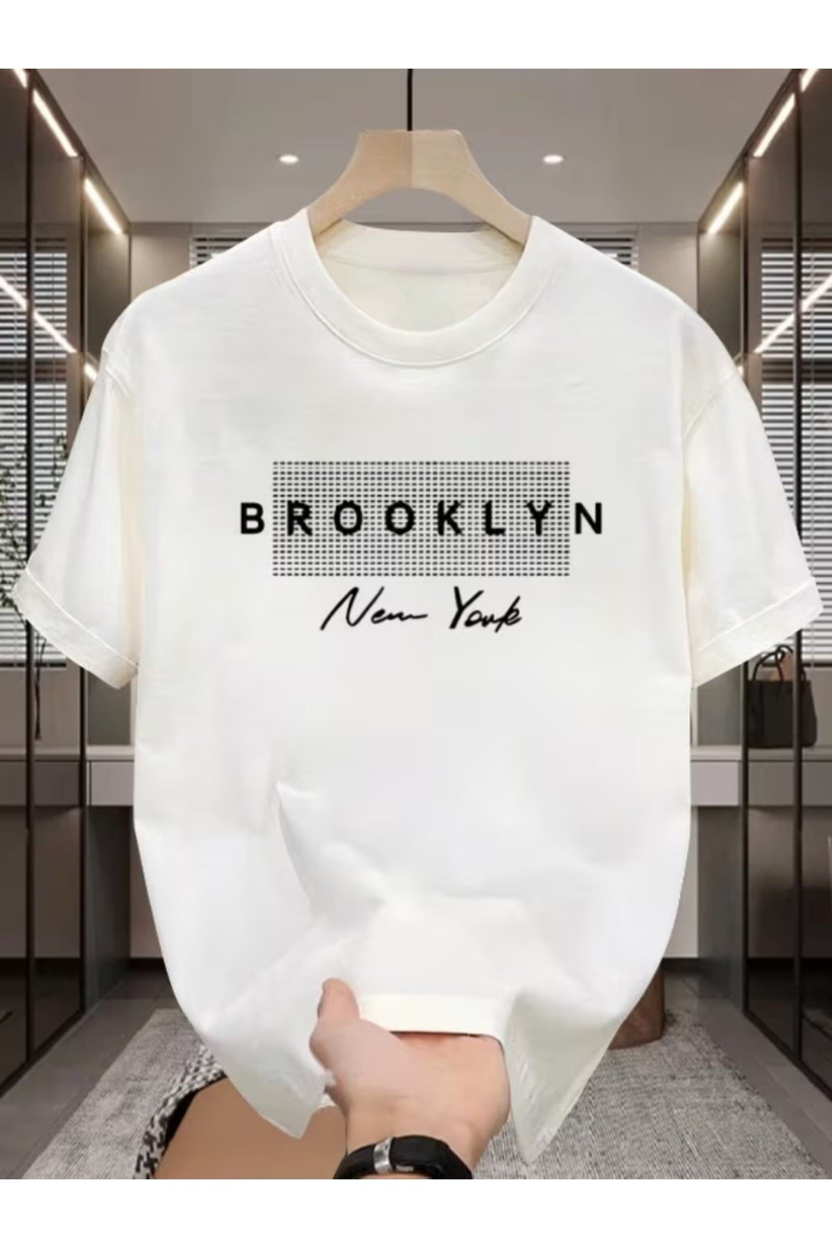 Bay/ Brooklyn New York Tasarım Basic Bisiklet Yaka Regular T-shirt
