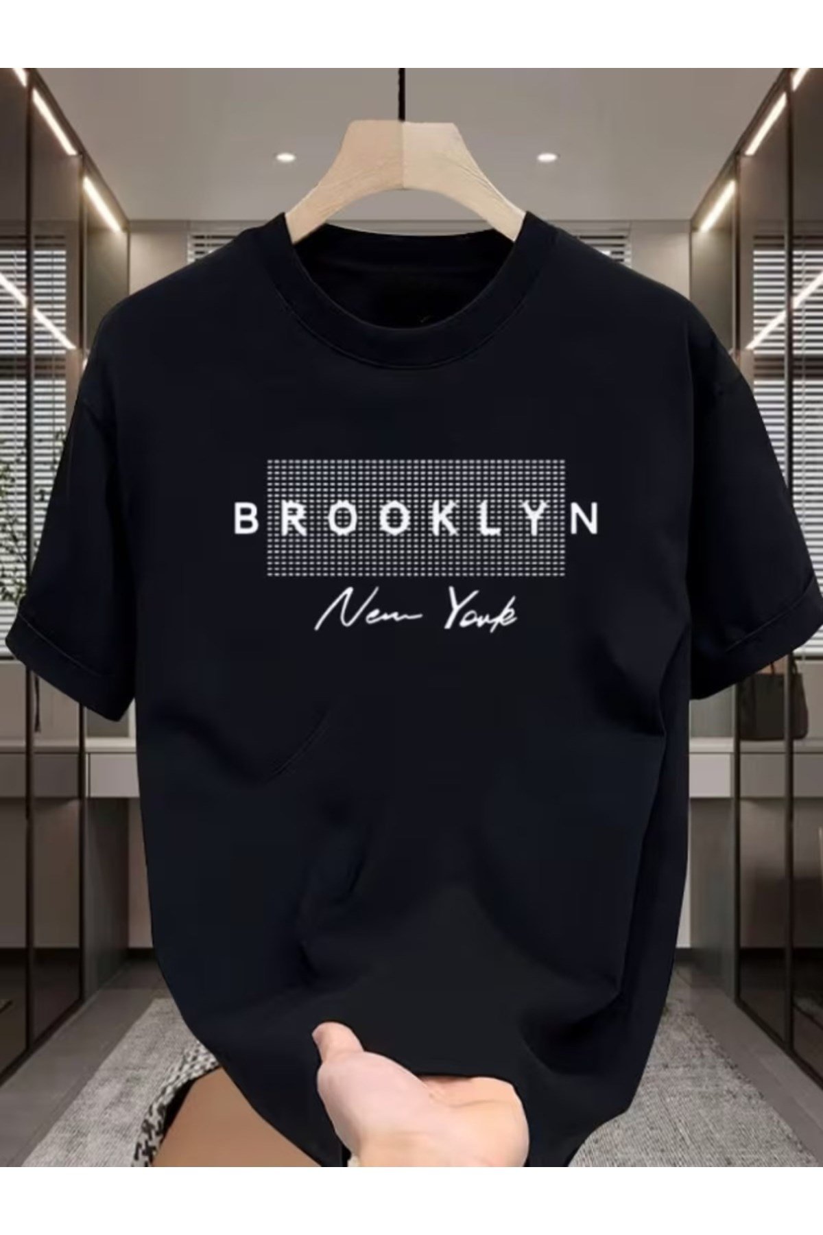 Bay/ Brooklyn New York Tasarım Basic Bisiklet Yaka Regular T-shirt