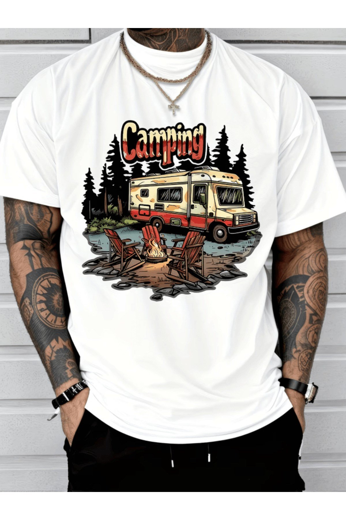Bay Camping Baskılı Premium Oversize T-shirt