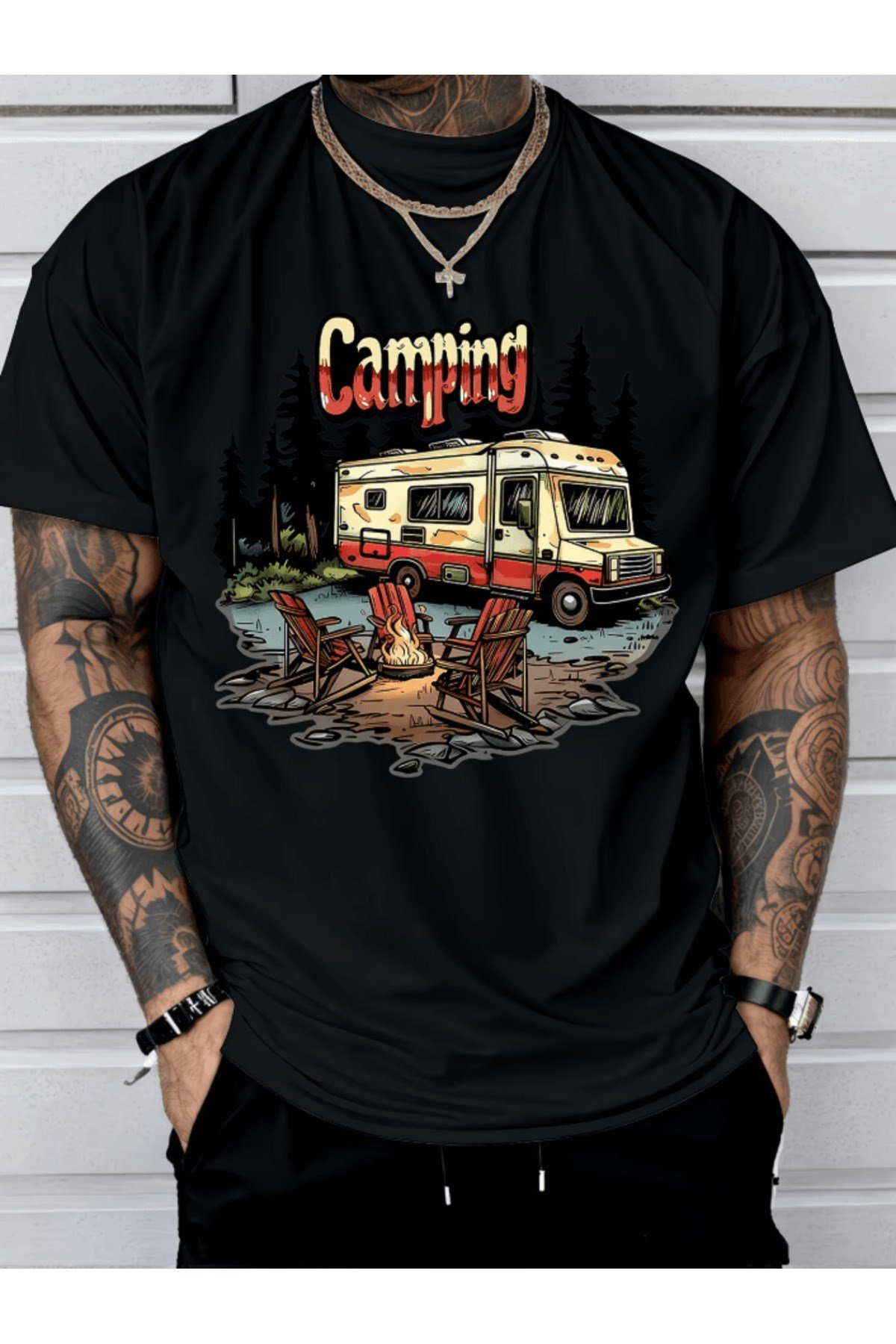 Bay Camping Baskılı Premium Oversize T-shirt