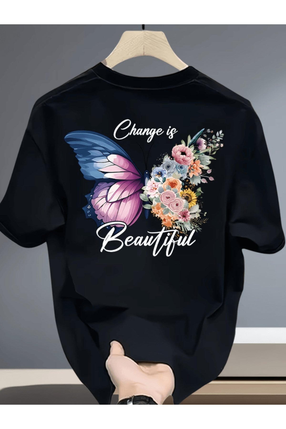 Bay Change İs Beautiful Sırt Baskılı Premium Oversize T-shirt