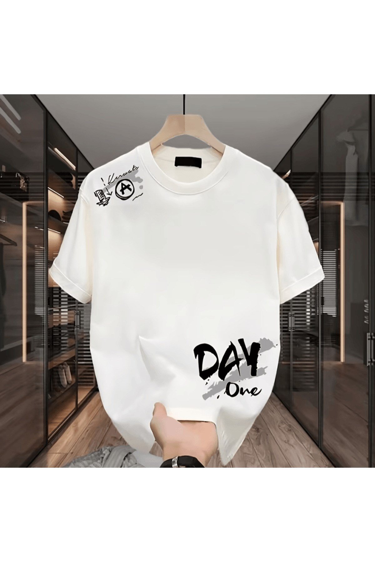 Bay Day One Baskılı Premium Oversize T-shirt