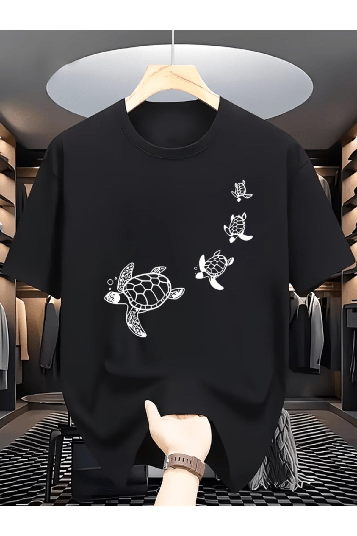 Bay Kaplumbağa Baskılı Premium Oversize T-shirt