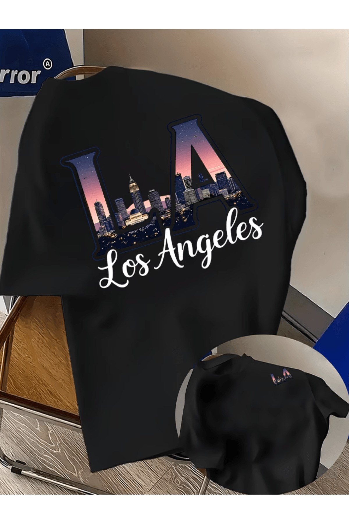 Bay Los Angles Detay Baskılı Premium Oversize T-shirt