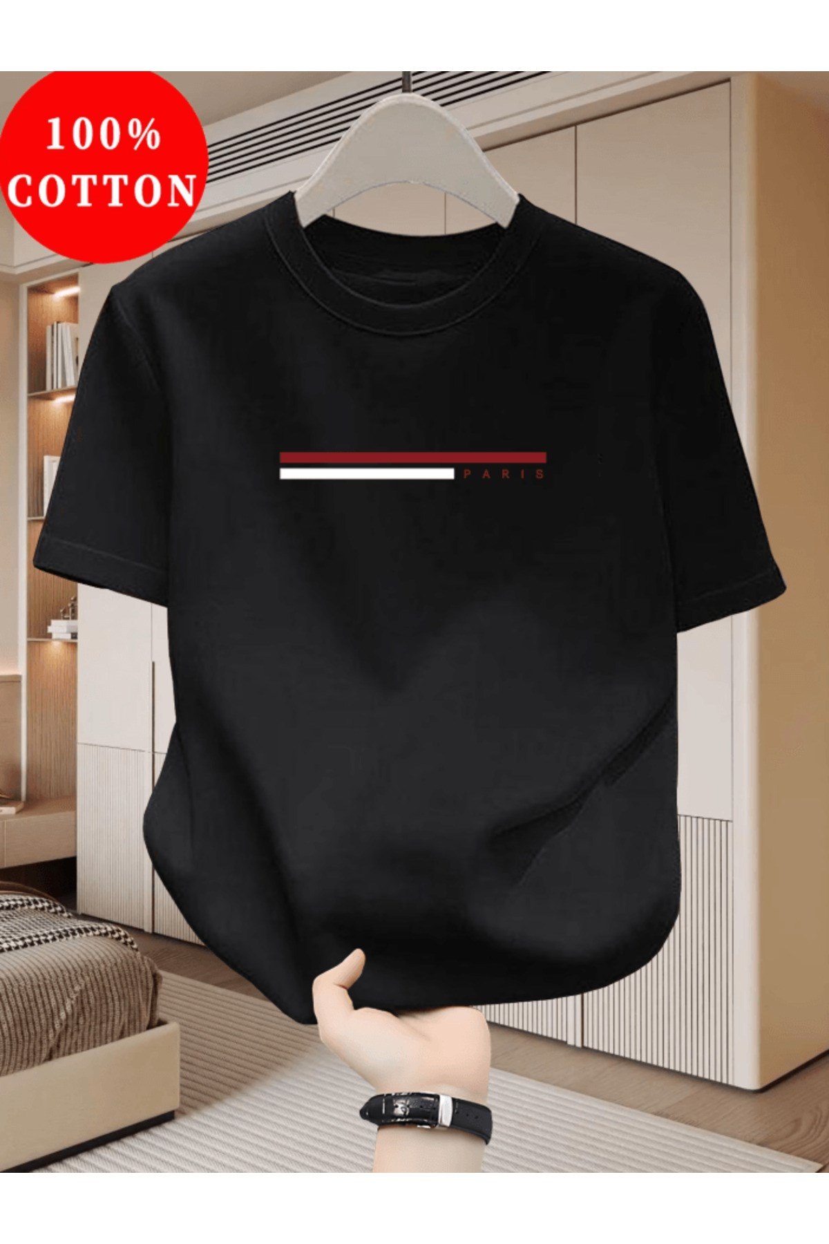 Bay Paris Yatay Baskılı Premium Oversize T-shirt