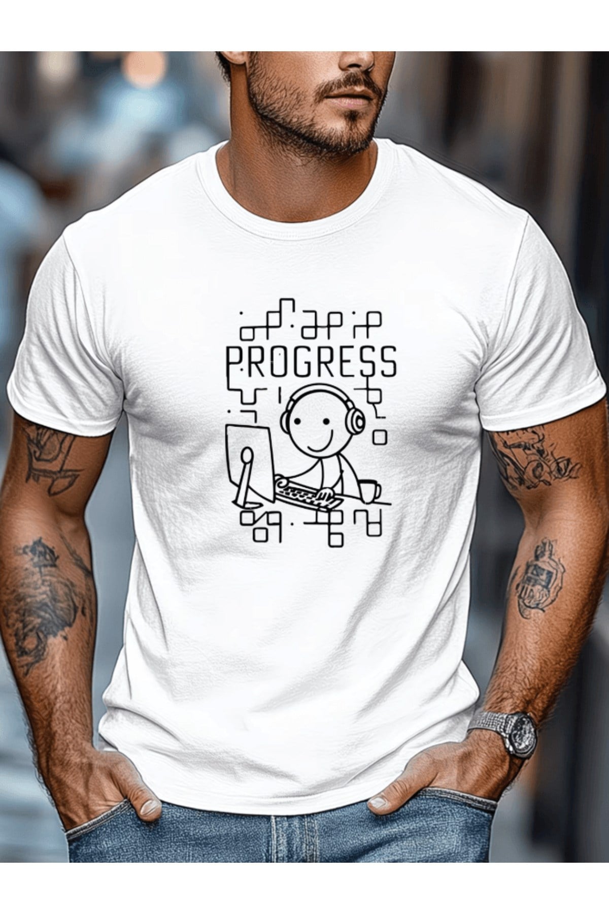 Bay Programcı Baskılı Premium Oversize T-shirt