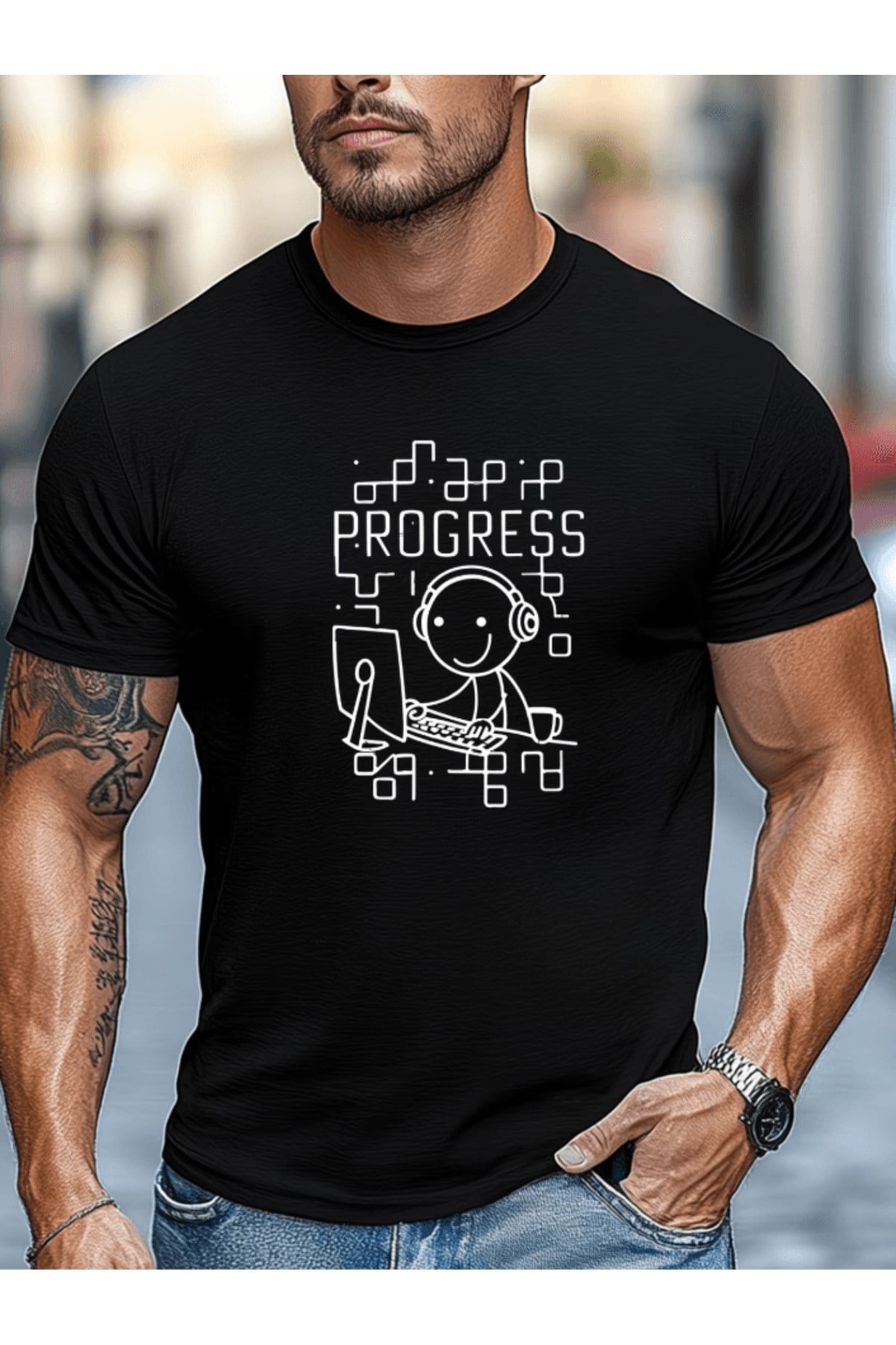 Bay Programcı Baskılı Premium Oversize T-shirt
