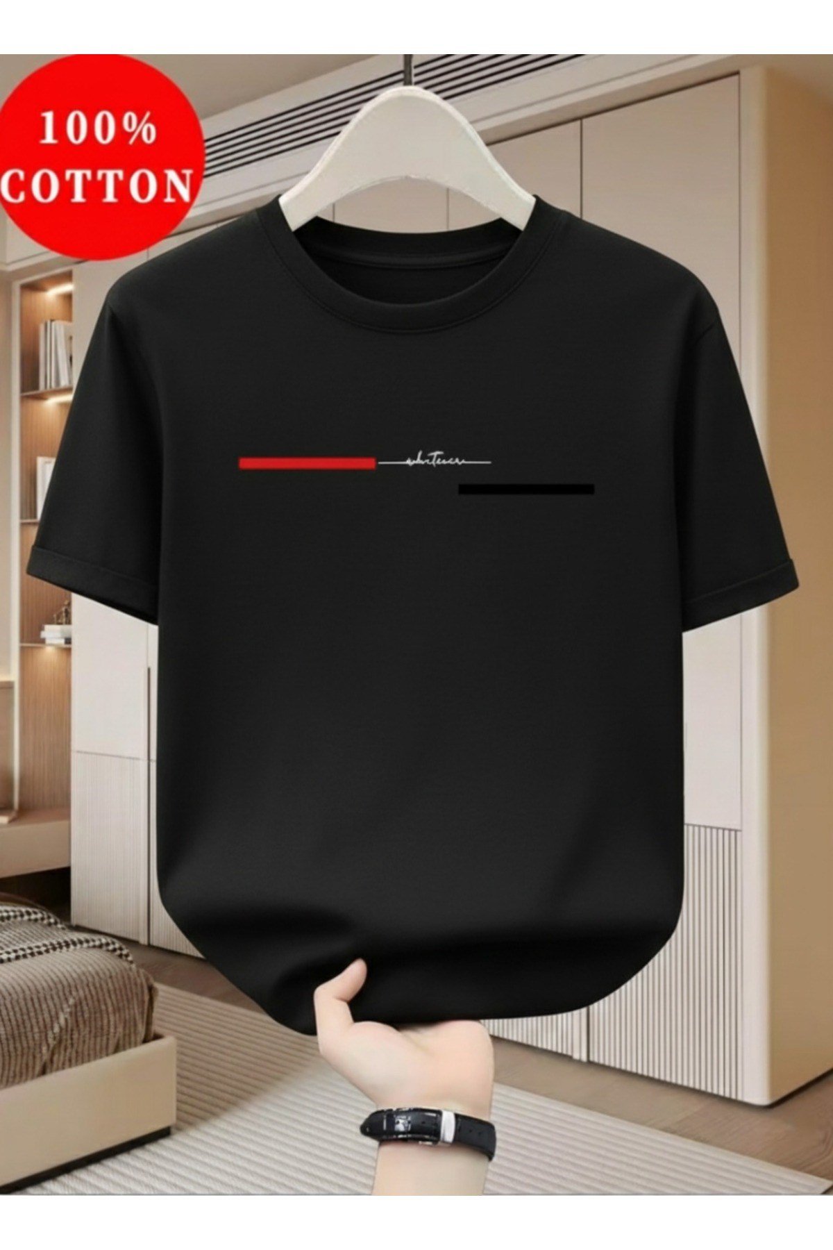 Bay/ Whatever Baskılı Basic Regular T-shirt