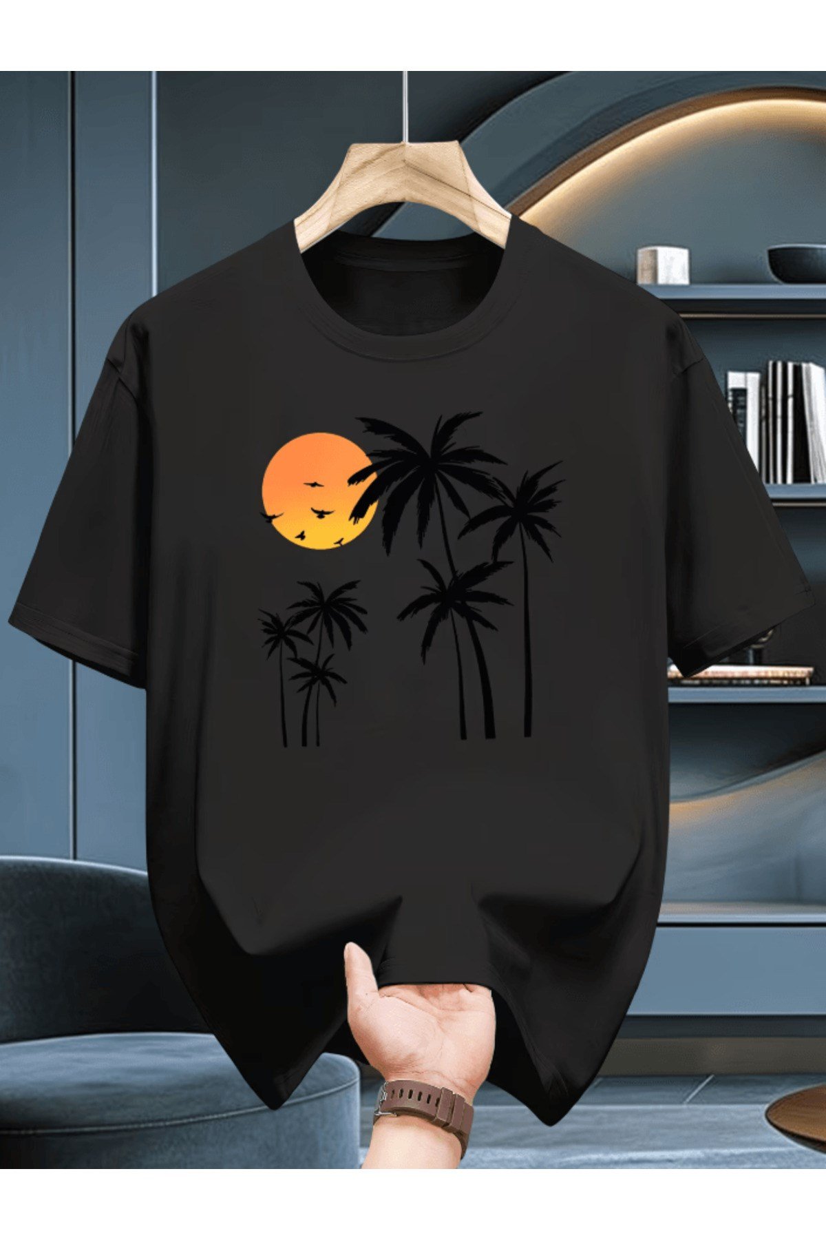 Bay Yaz Tema Baskılı Premium Oversize T-shirt