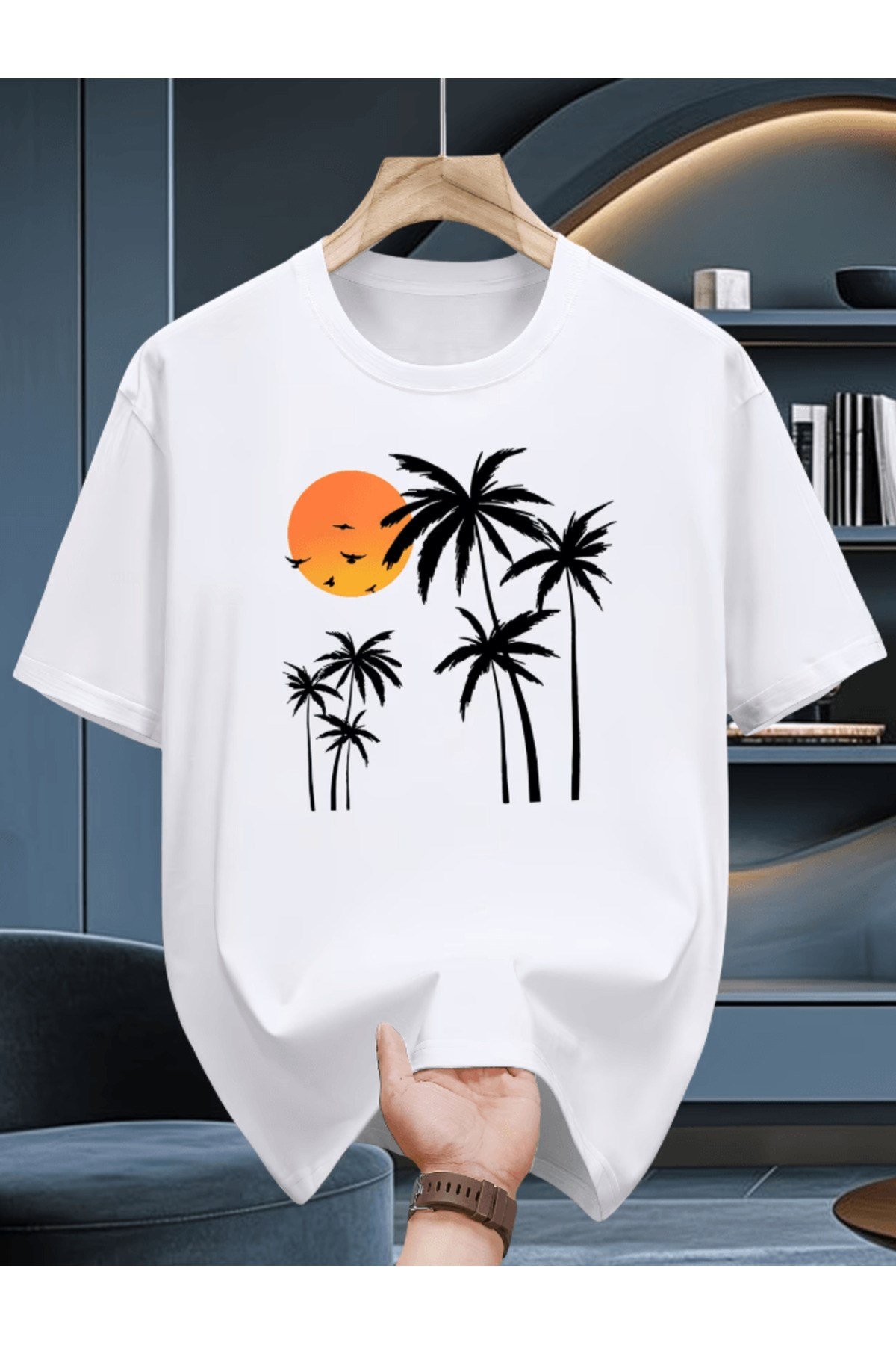 Bay Yaz Tema Baskılı Premium Oversize T-shirt