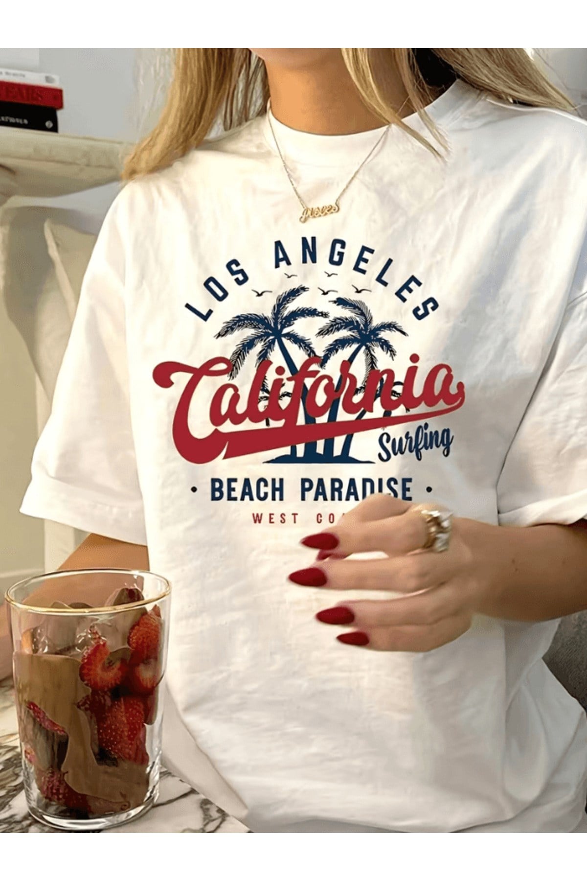 Beach Paradise Baskılı Premium Oversize T-shirt