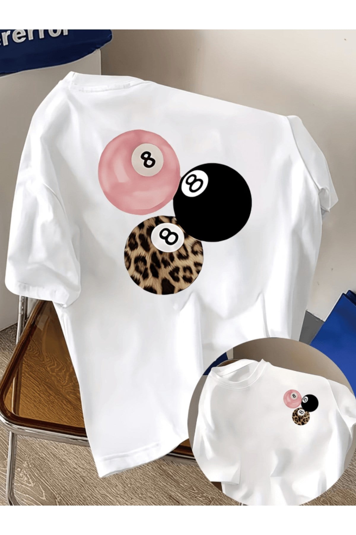 Bilardo Çift Taraf Baskılı Premium Oversize T-shirt