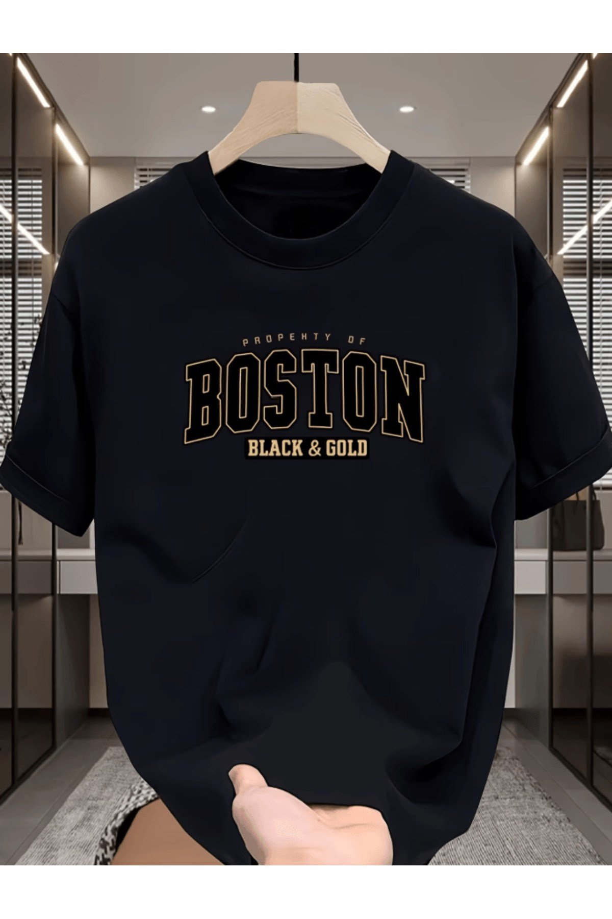 Boston Baskılı Premium Oversize T-shirt
