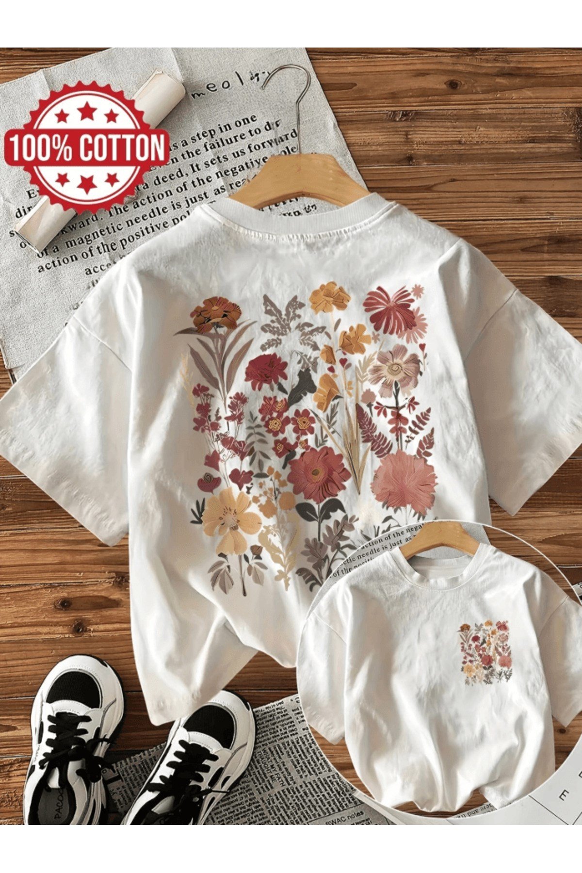 Çiçek Baskılı Premium Oversize T-shirt