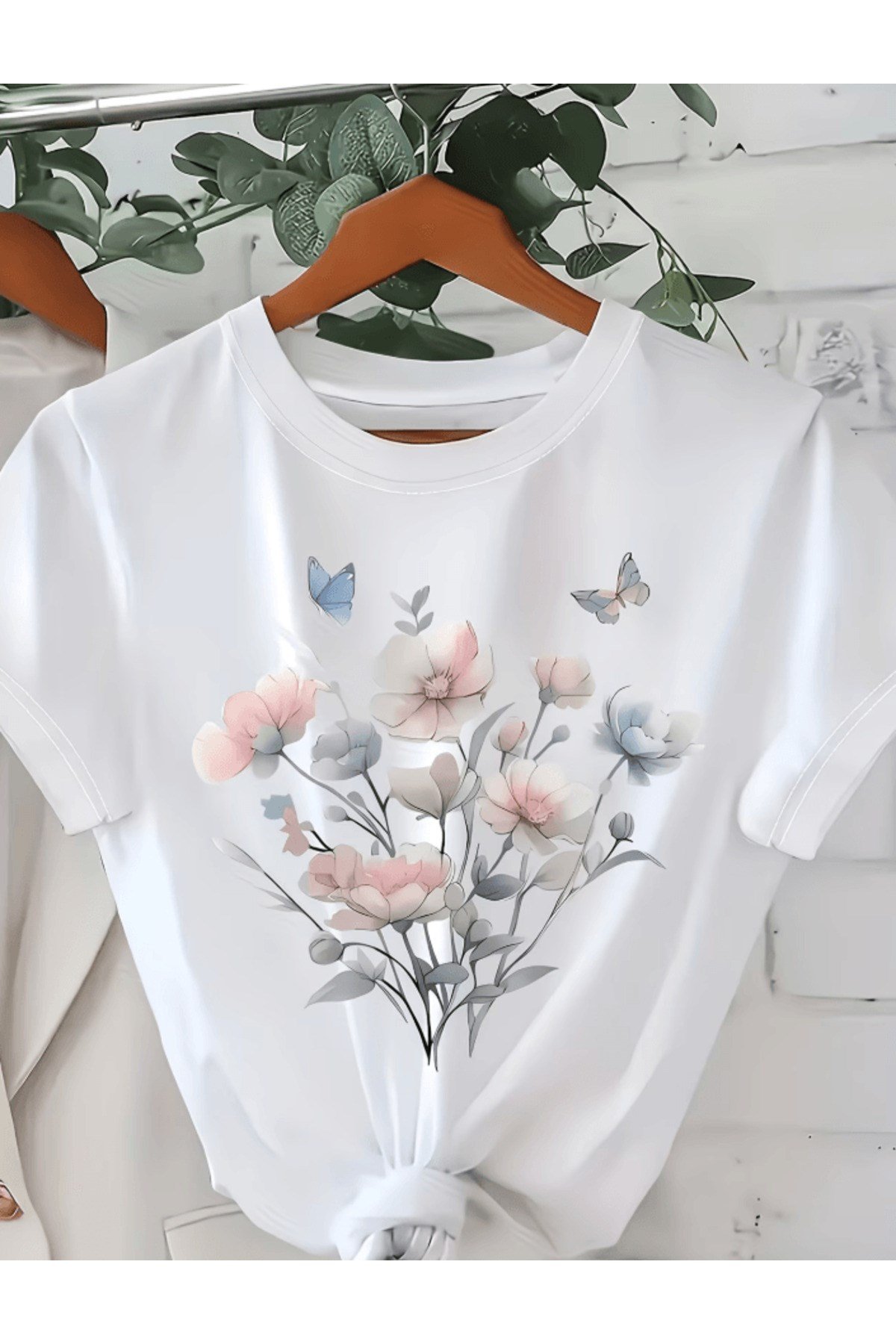 Çiçek Desen Baskılı Premium Oversize T-shirt