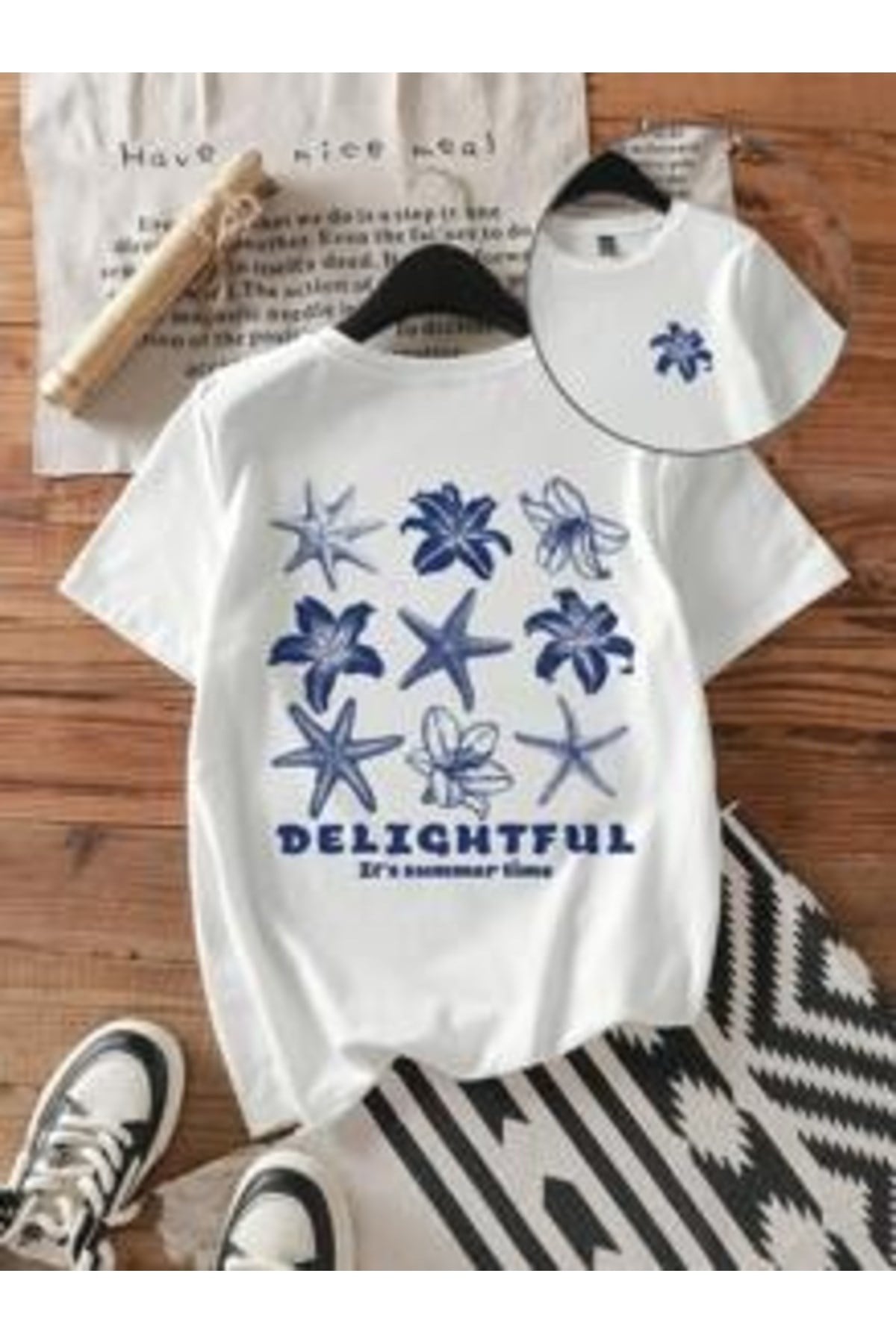 Delightful It's Summer Time Baskılı Premium Oversize T-shirt