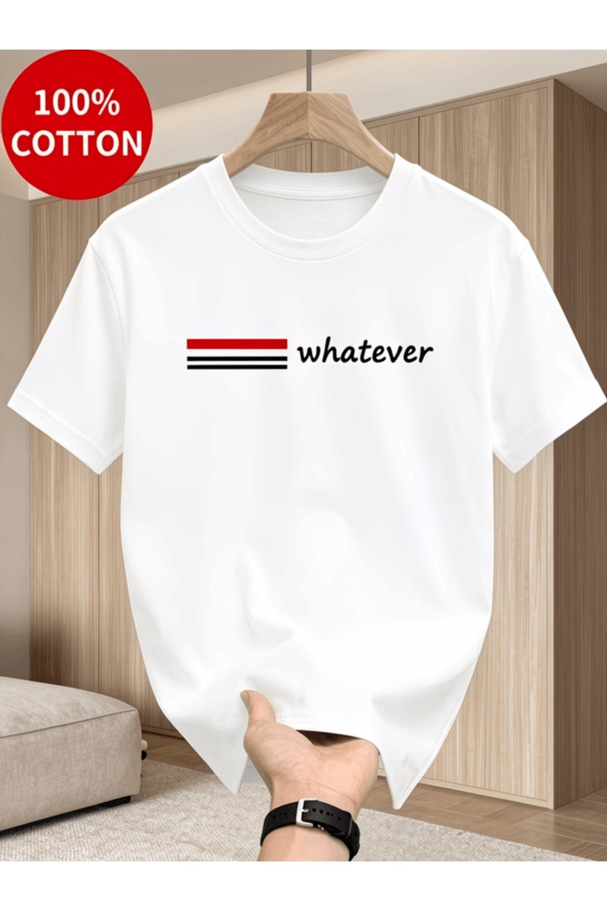 Erkek Whatever Özel Tasarım Baskılı Premium Oversize T-shirt