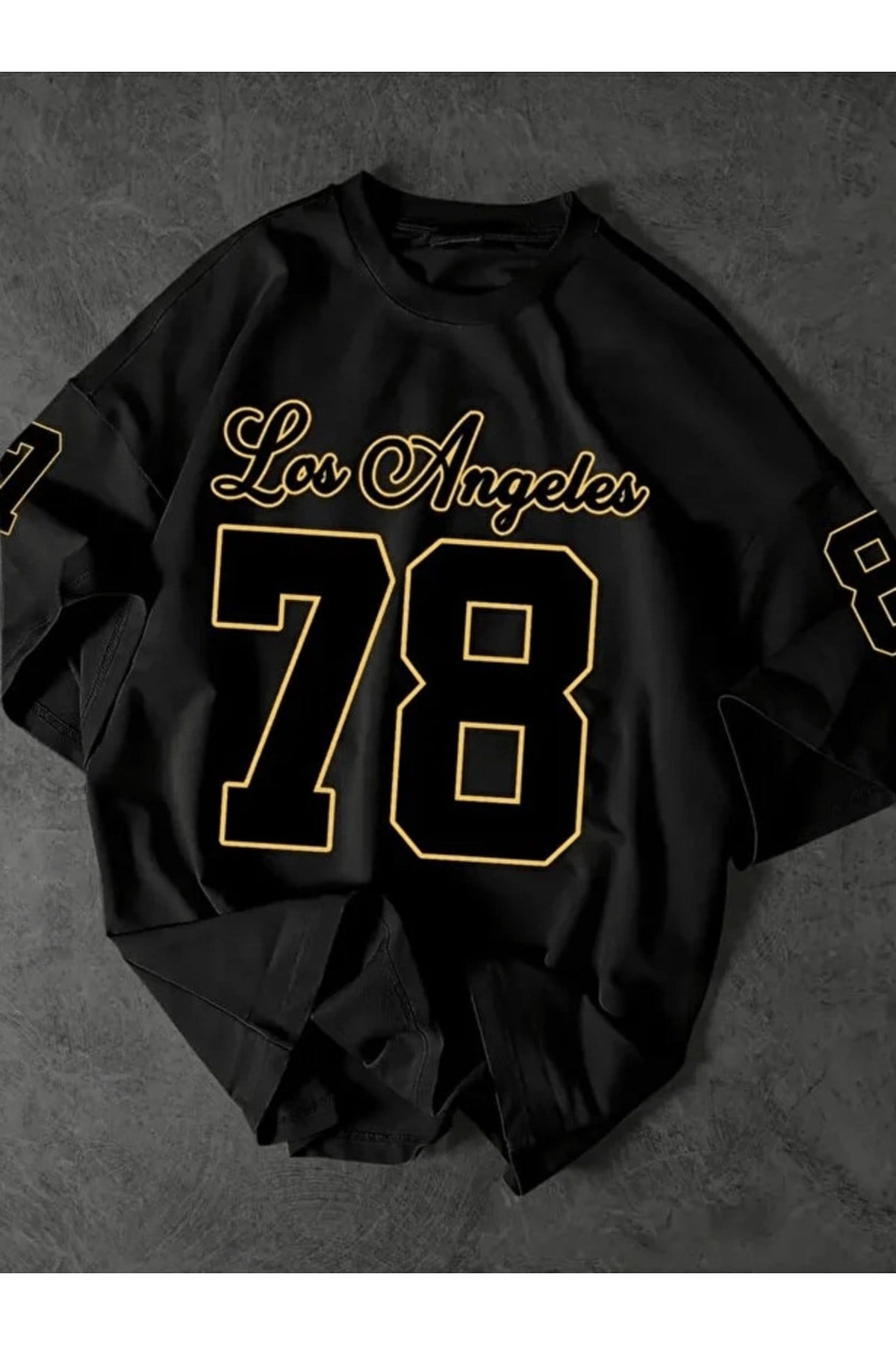 Erkekler için Los Angeles 78 Grafikli Rahat Bol Kesim T-shirt Baskılı Premium Oversize T-shirt