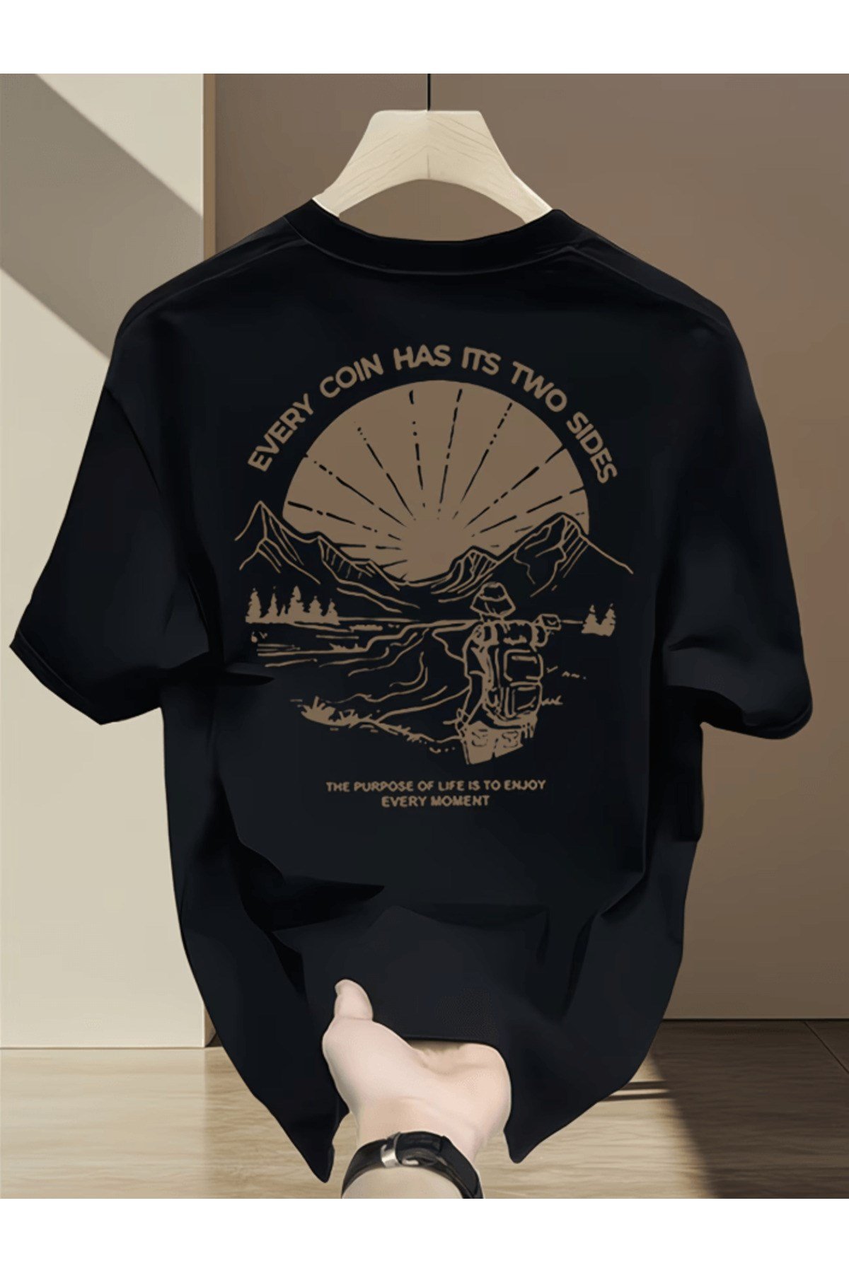 Explorer Daire Tasarım Baskılı Premium Oversize T-shirt