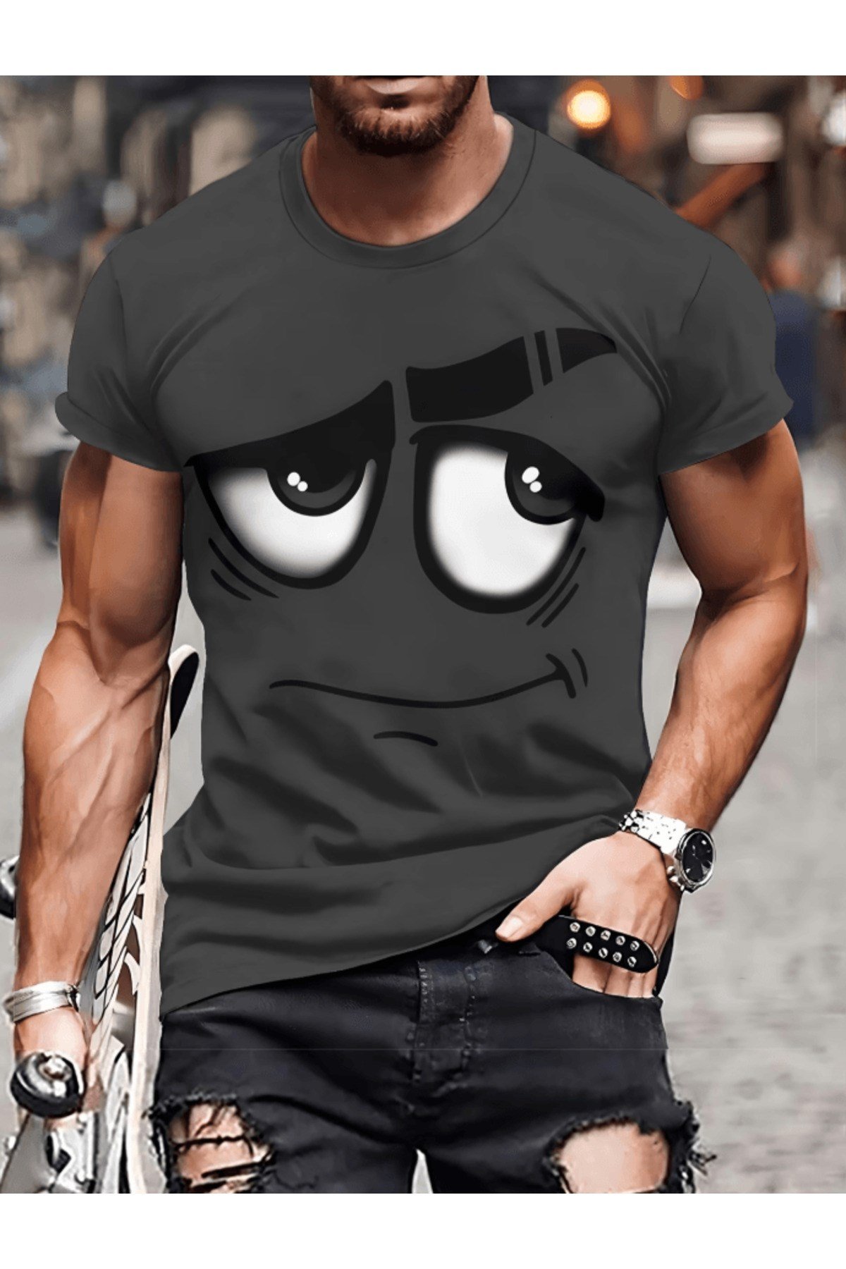 Face Tasarım Baskılı Premium Oversize T-shirt