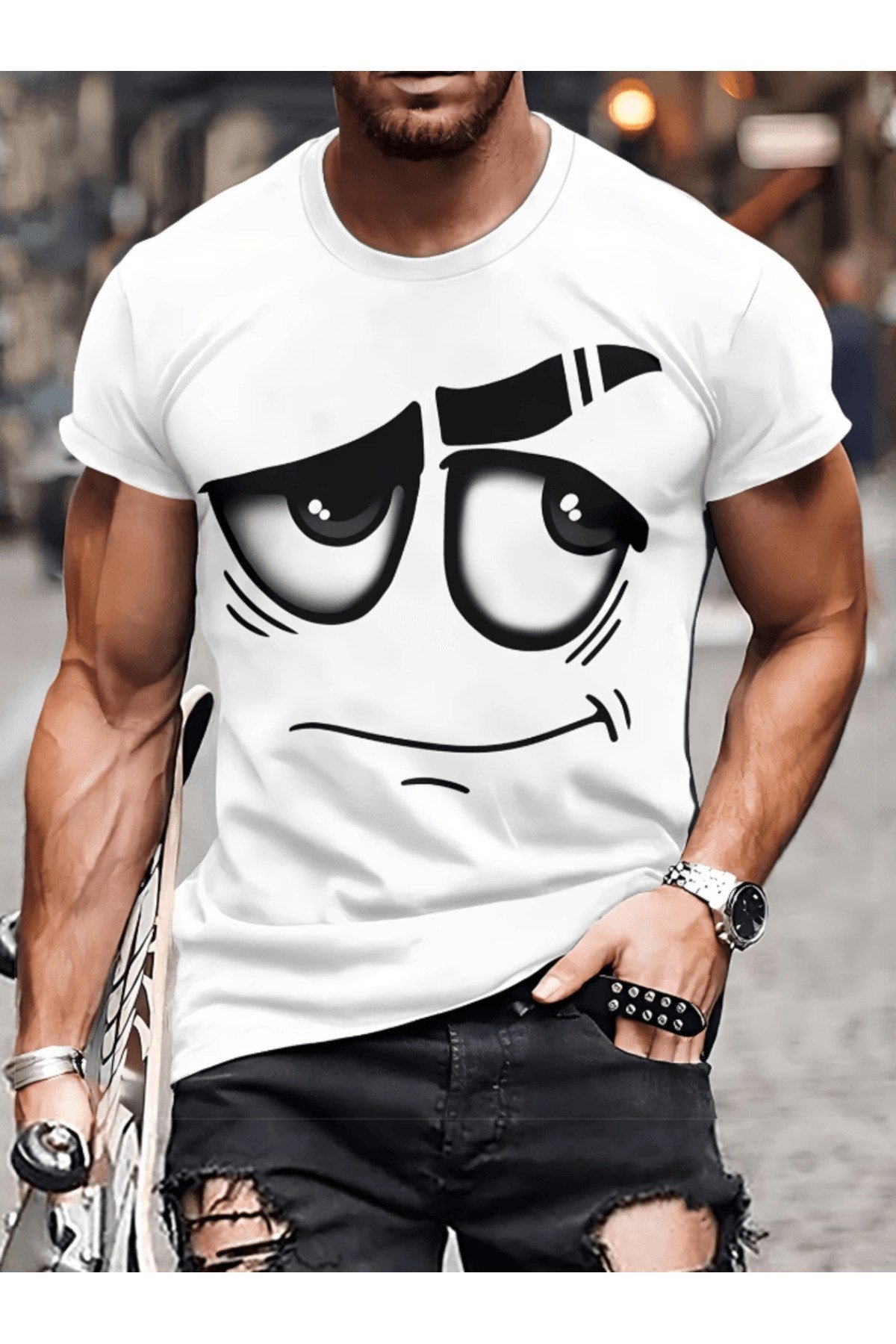 Face Tasarım Baskılı Premium Oversize T-shirt