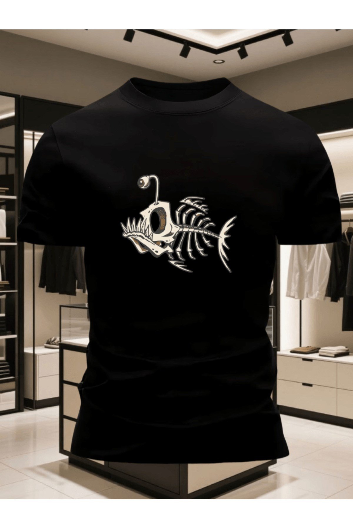 Fener Balığı Baskılı Premium Oversize T-shirt