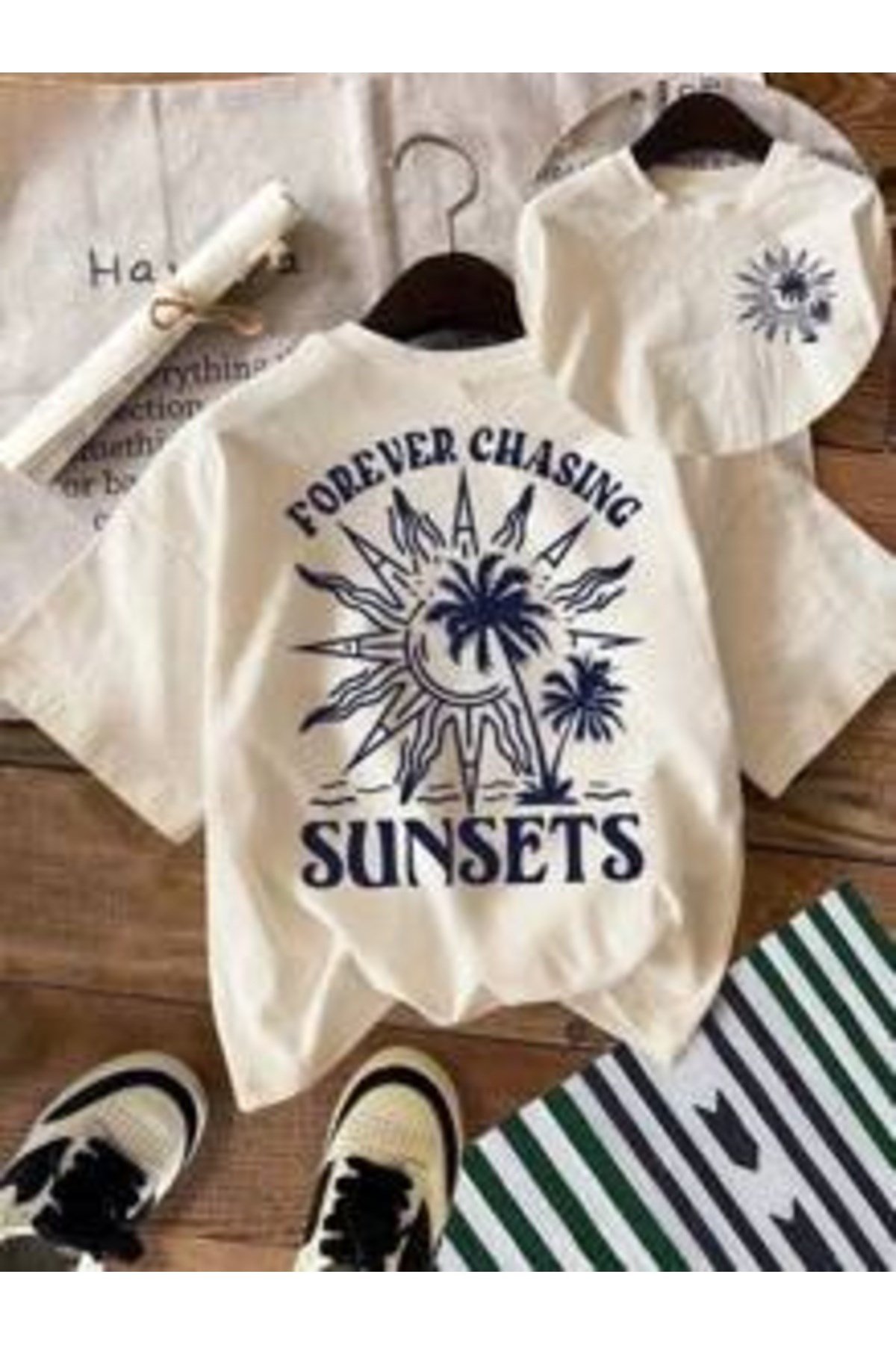 Forever Chasing Sunset Baskılı Premium Oversize T-shirt