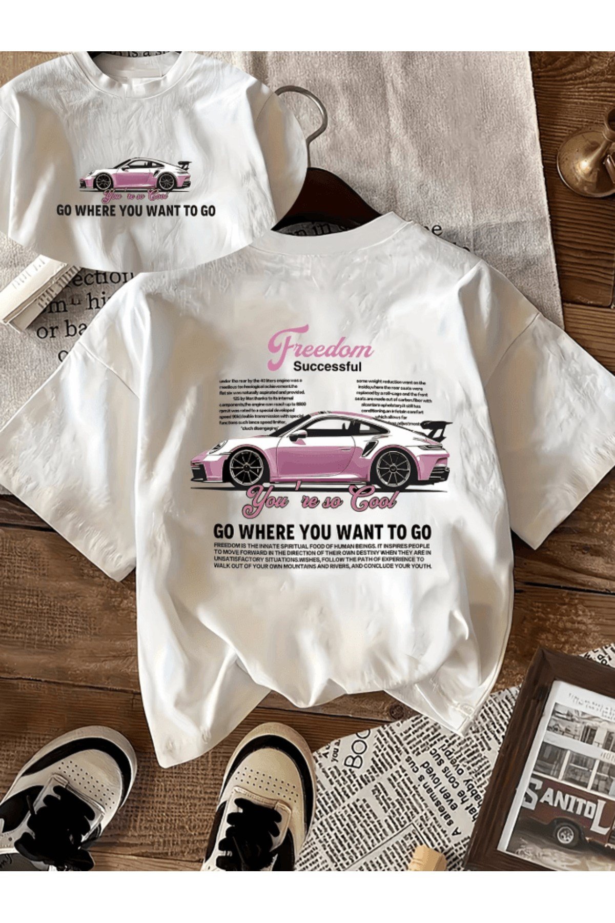 Freedom Successful Çift Taraf Baskılı Premium Oversize T-shirt