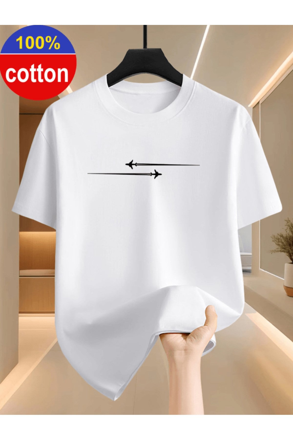 İki Adet Uçak Baskılı Premium Oversize T-shirt