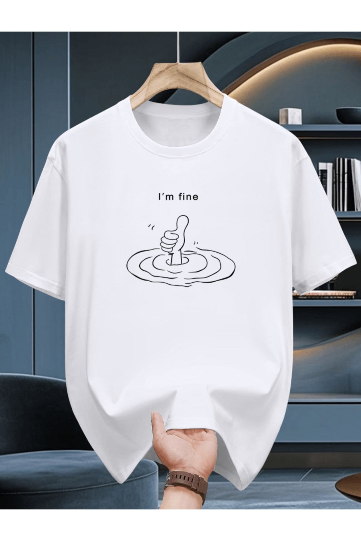 I'm Fine Baskılı Premium Oversize T-shirt