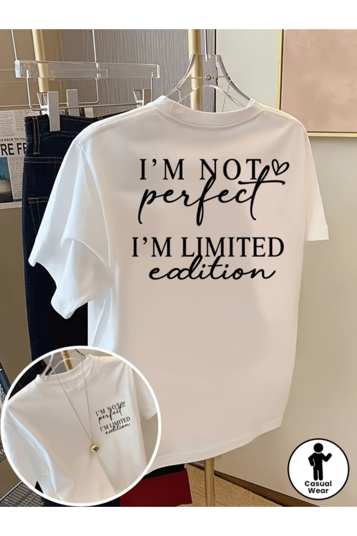 I'm Not Perfect I'm Lımıted Edition Baskılı Premium Oversize T-shirt
