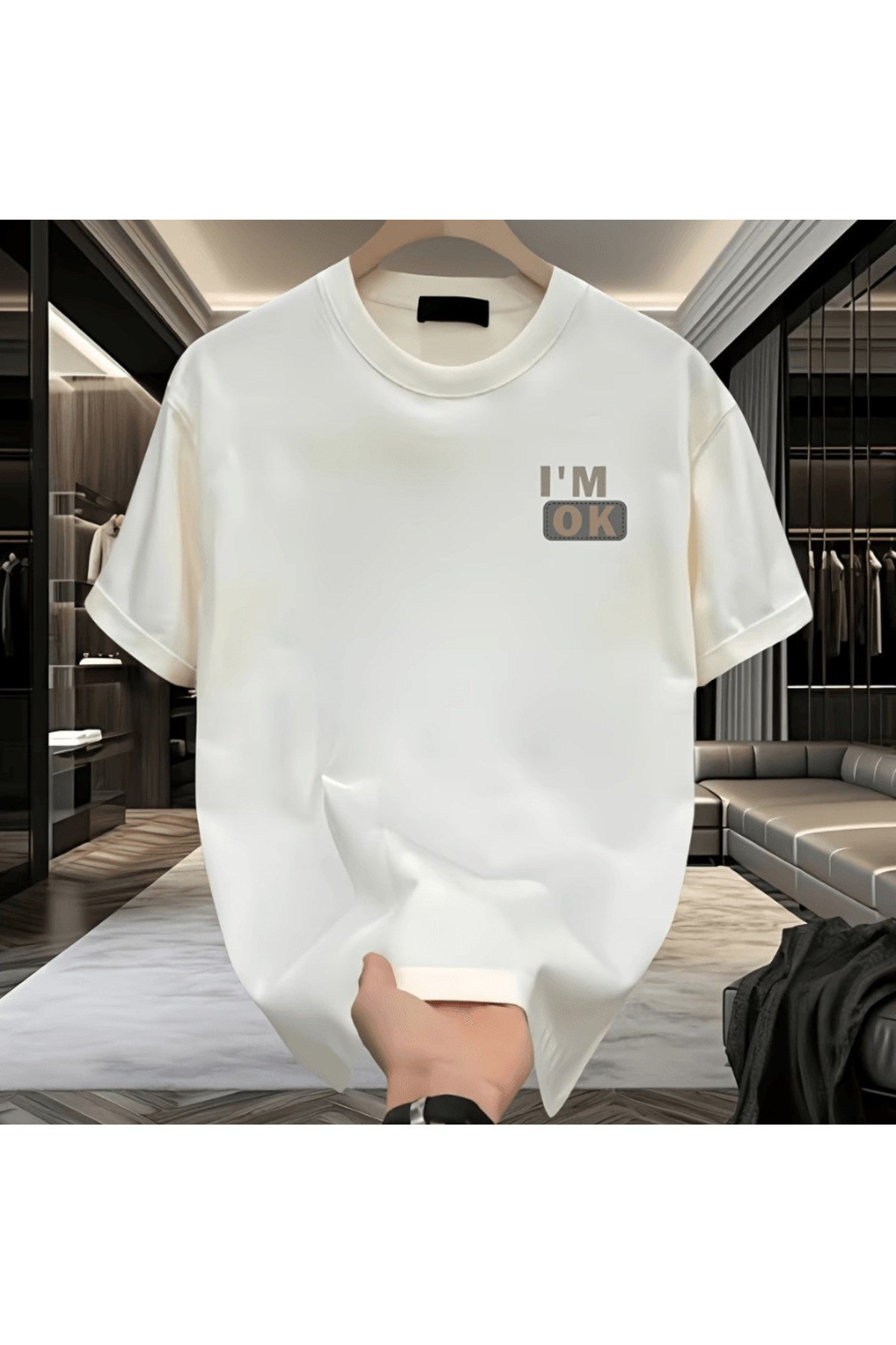 I'm Ok Baskılı Premium Oversize T-shirt