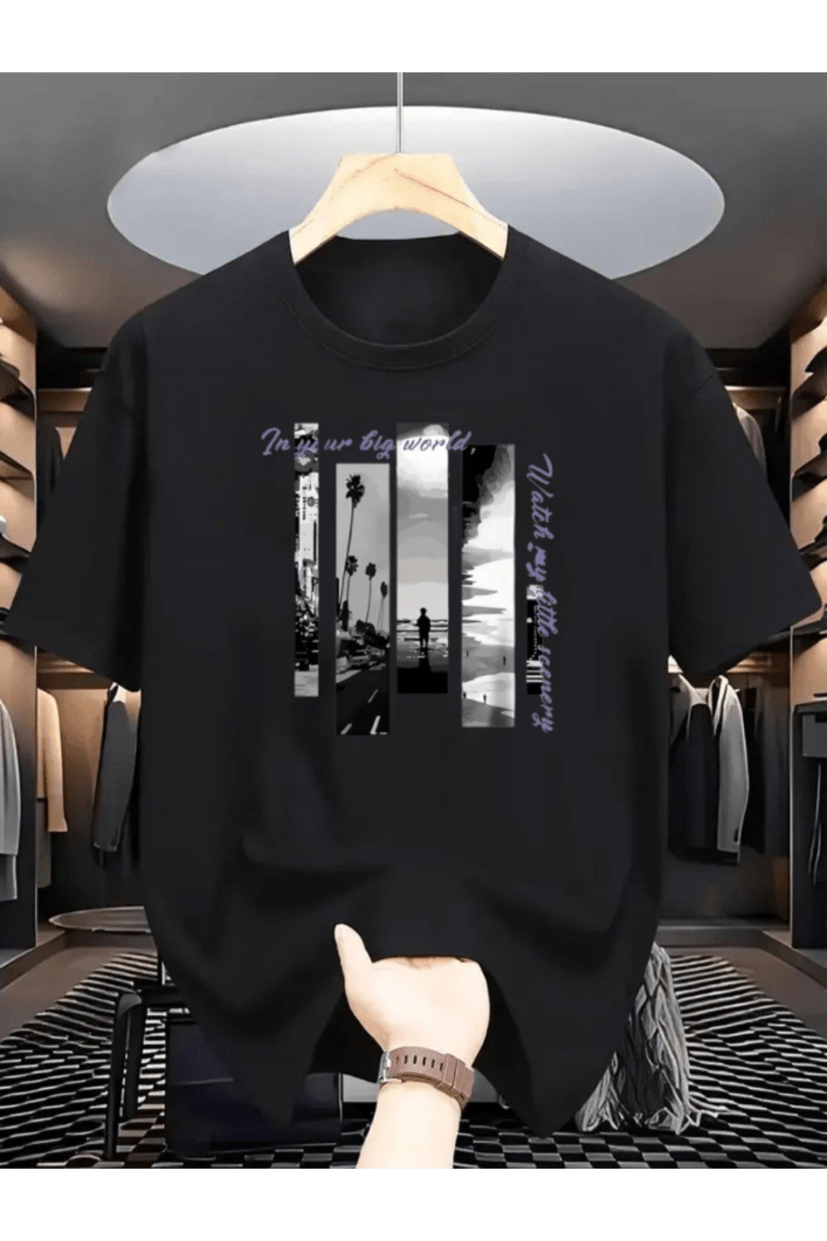 In Your Big World Baskılı Premium Oversize T-shirt