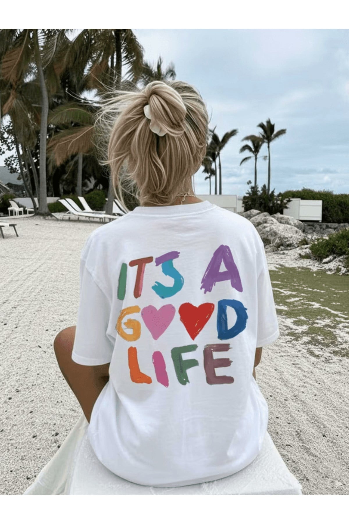 It's A Good Life Sırt Baskılı Premium Oversize T-shirt
