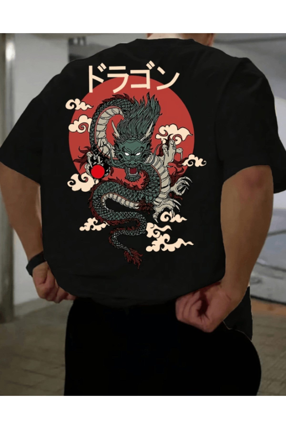 Japon Anime Ejderha Baskılı Premium Oversize T-shirt