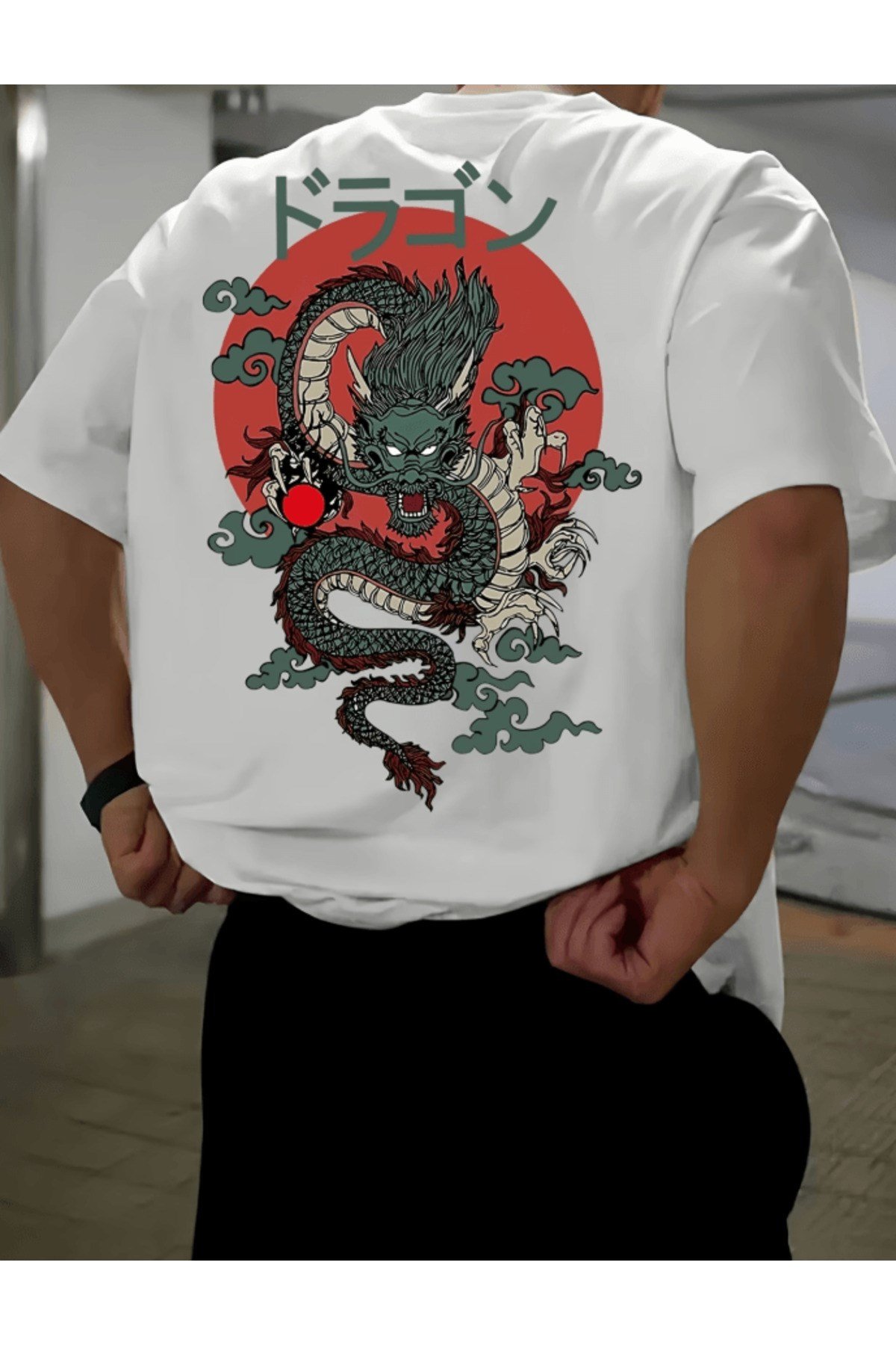 Japon Anime Ejderha Baskılı Premium Oversize T-shirt