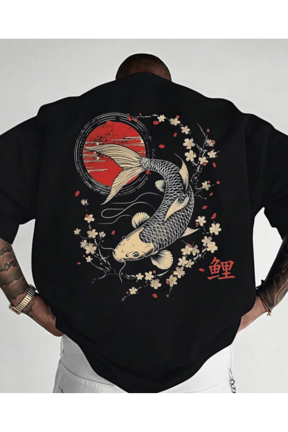 Japon Balık Baskılı Premium Oversize T-shirt